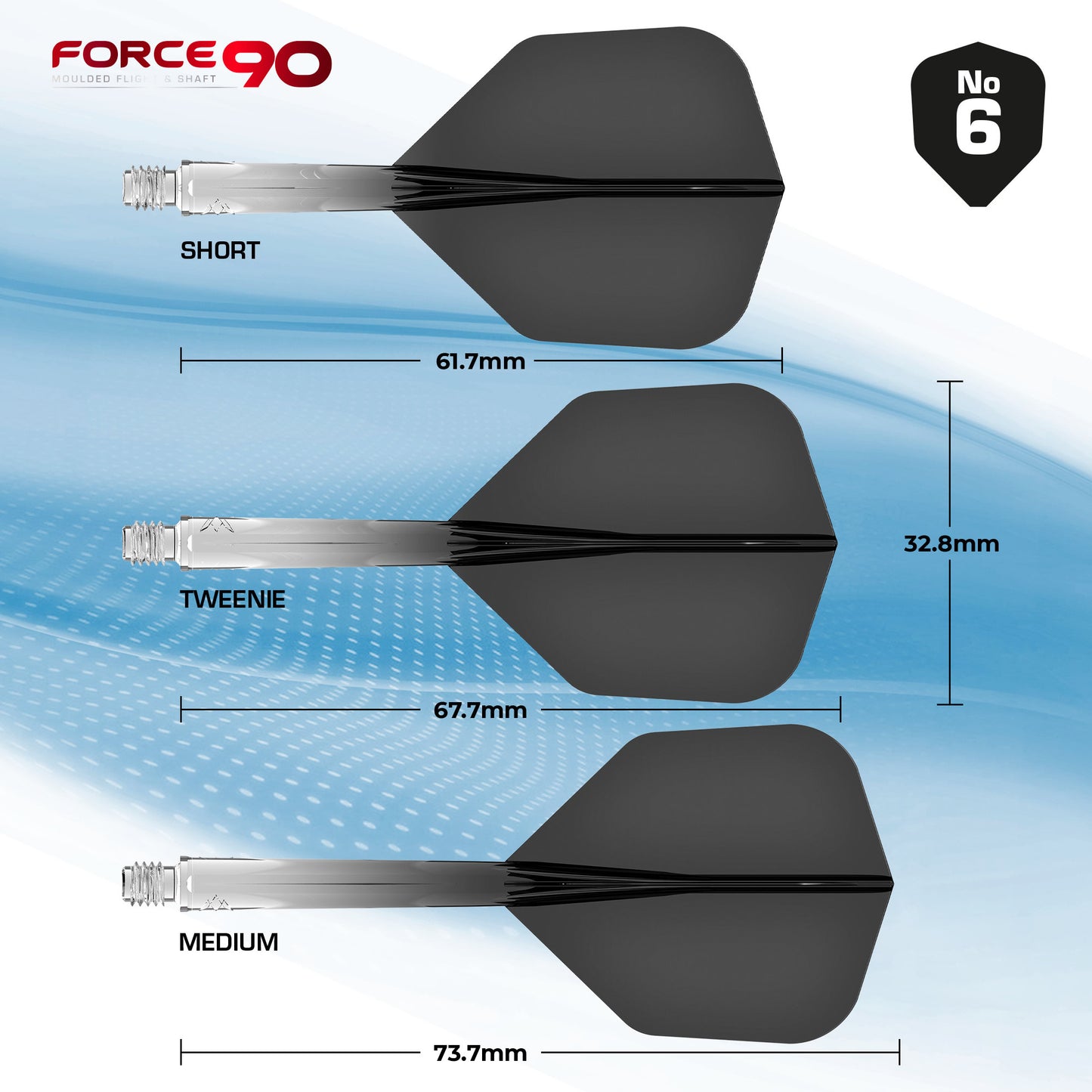Mission Force 90 Gradient - Moulded Flight & Shaft System - Standard No6 - Black