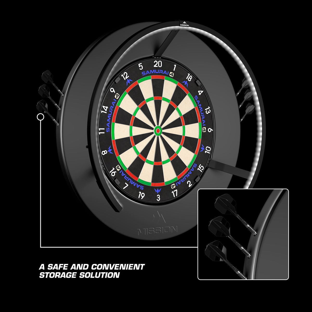 Dartboard Surround - Logo - Built in Dart Holder