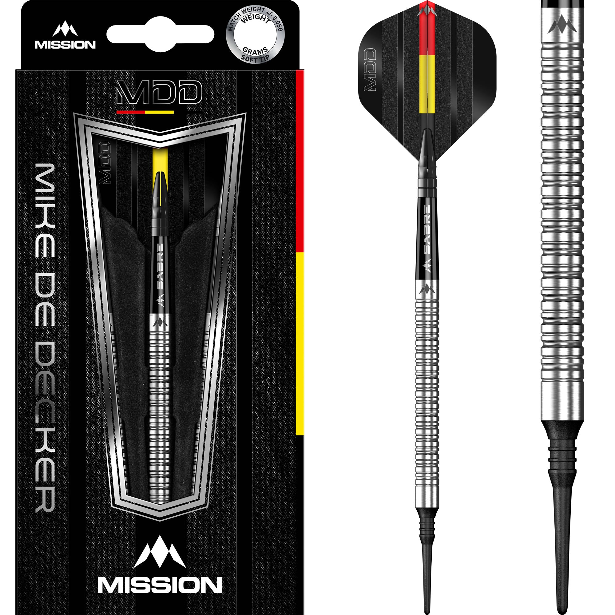Mission Mike De Decker Darts - Soft Tip - 95% Tungsten - Silver - 20g