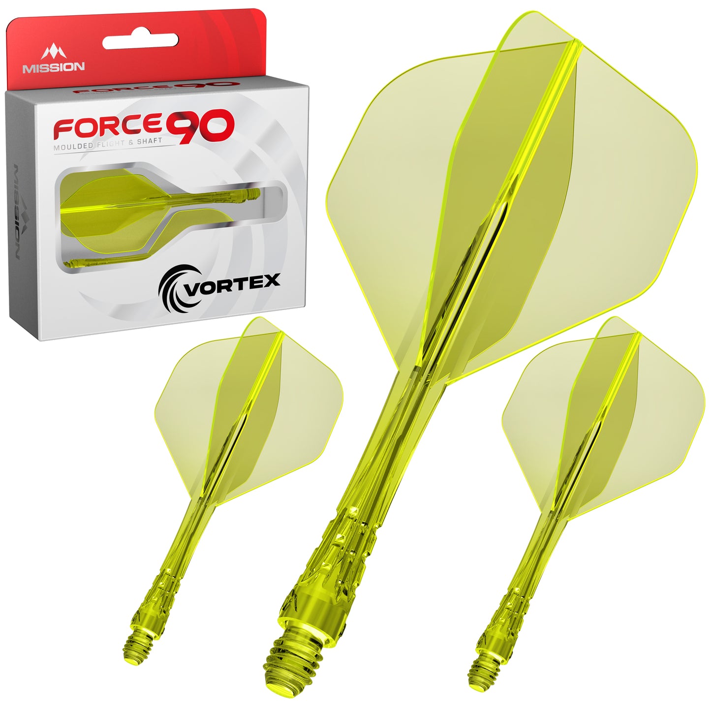 Force 90 Vortex - Moulded Flight & Shaft - Standard No2 - Clear Neon Yellow