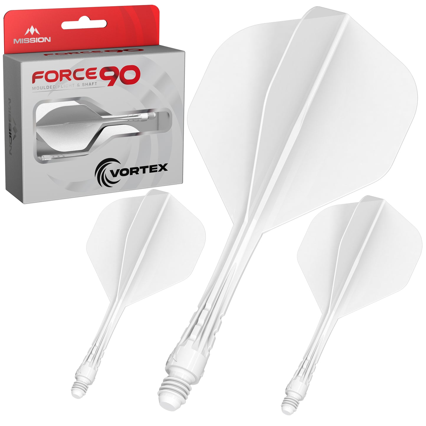 Force 90 Vortex - Moulded Flight & Shaft - Standard No2 - Solid White