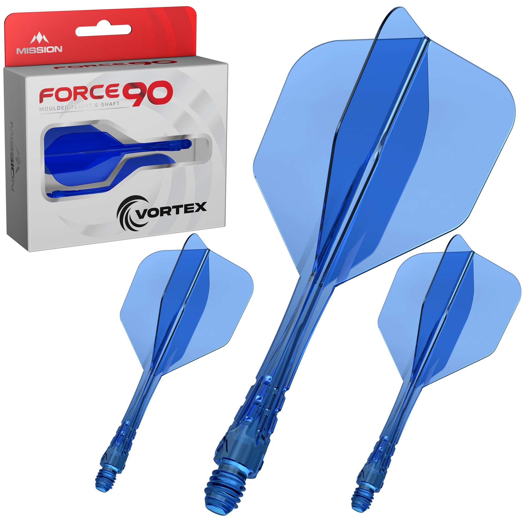 Force 90 Vortex - Moulded Flight & Shaft - Standard No6 - Clear Blue