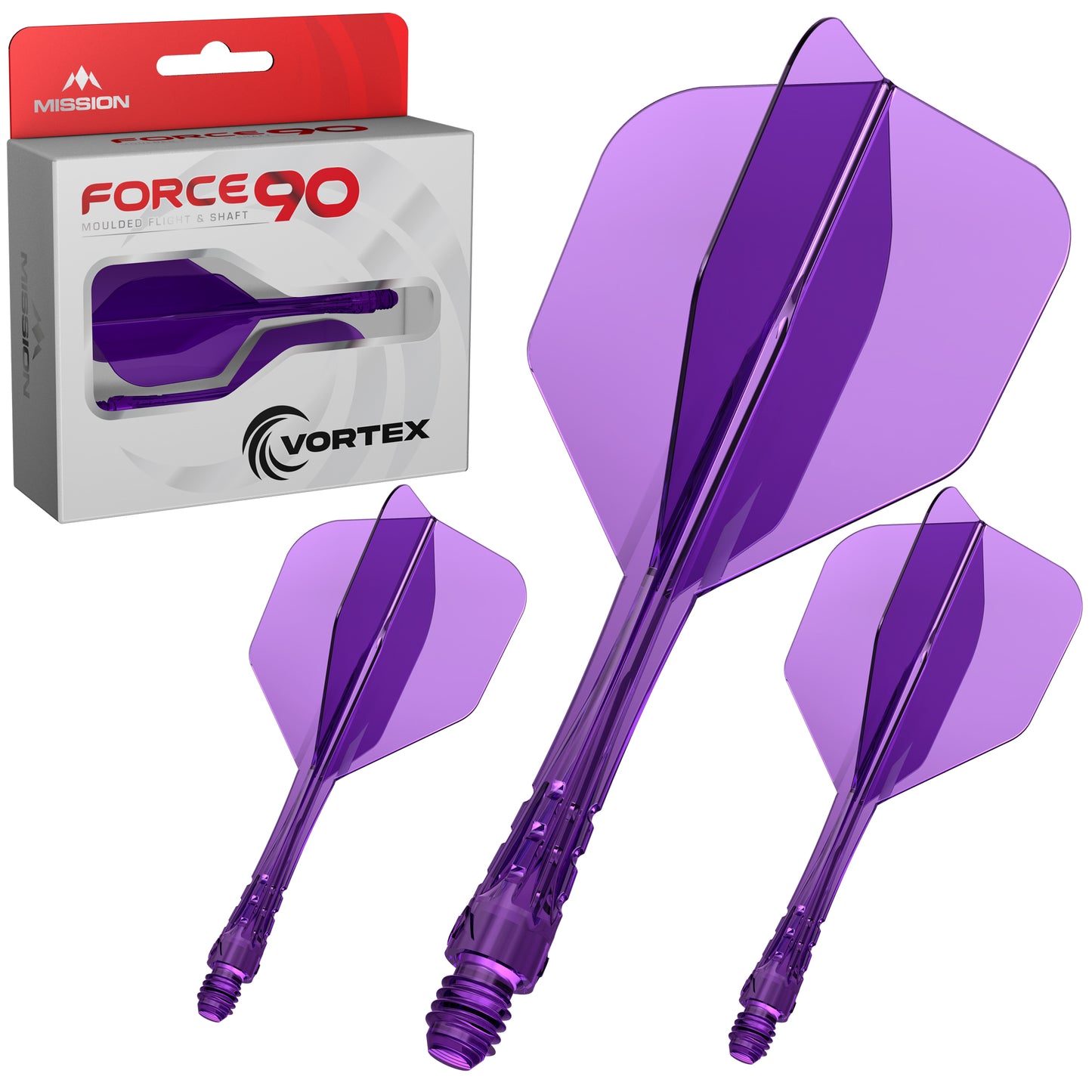 Force 90 Vortex - Moulded Flight & Shaft - Standard No6 - Clear Purple