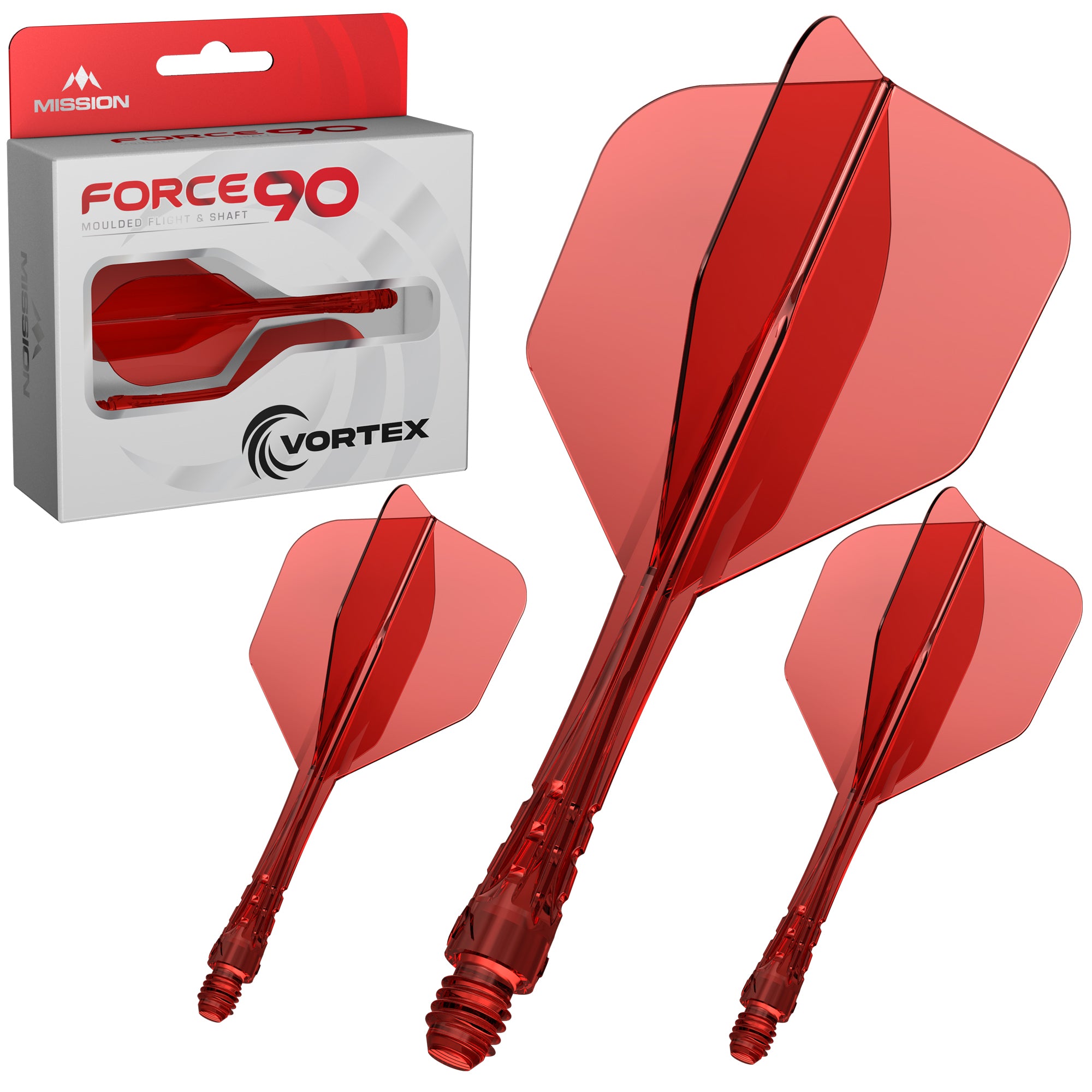 Force 90 Vortex - Moulded Flight & Shaft - Standard No6 - Clear Red