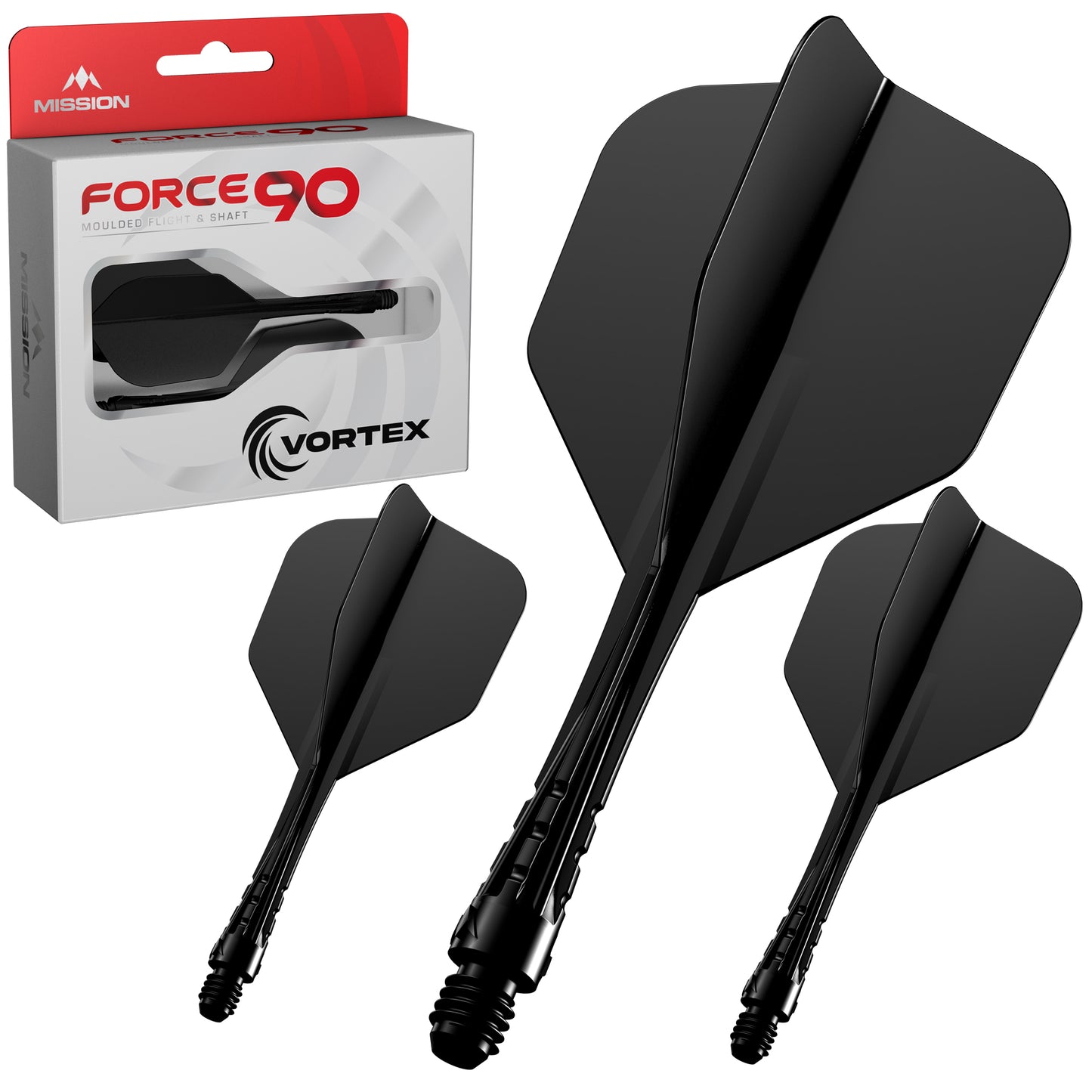 Force 90 Vortex - Moulded Flight & Shaft - Standard No6 - Solid Black