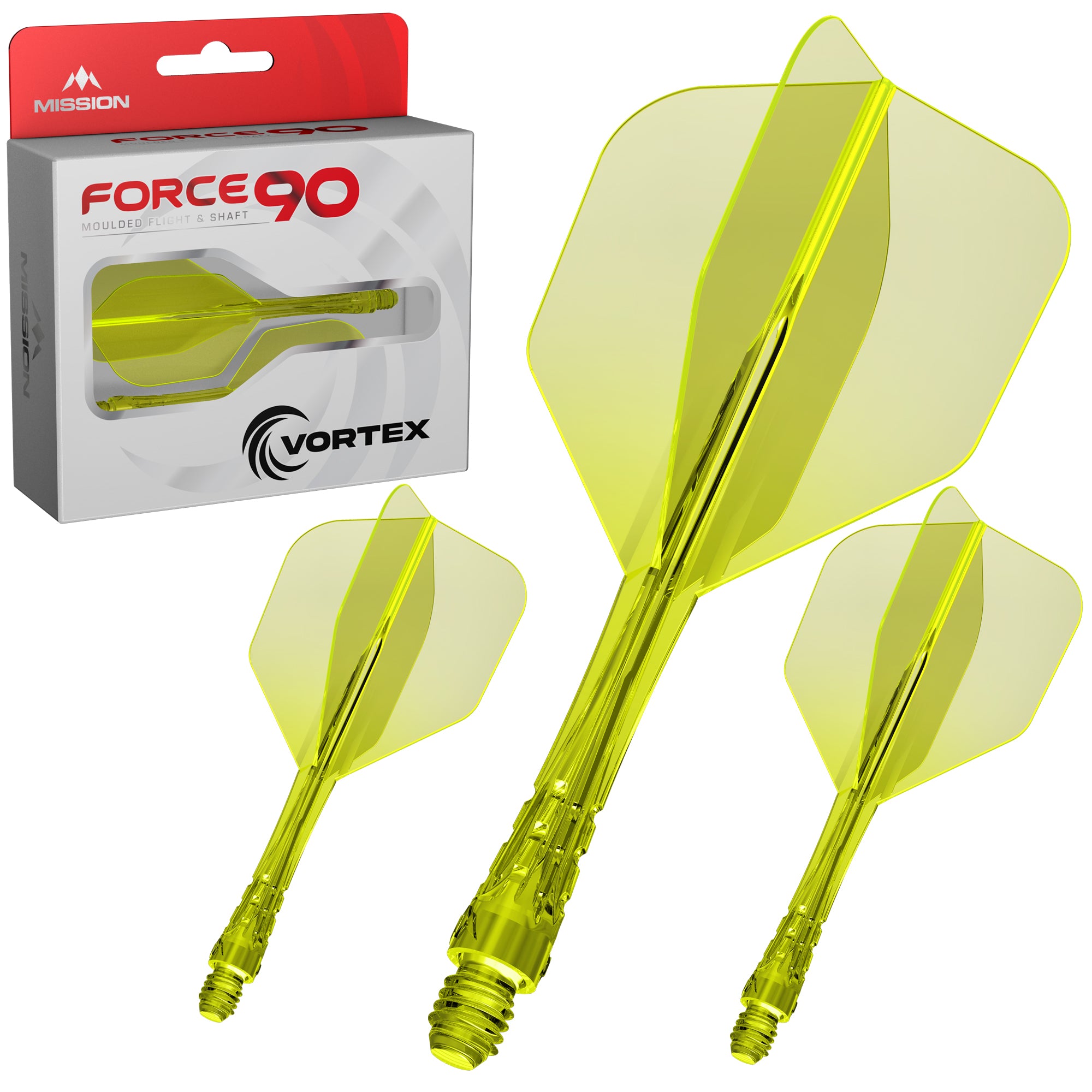 Force 90 Vortex - Moulded Flight & Shaft - Standard No6 - Clear Neon Yellow