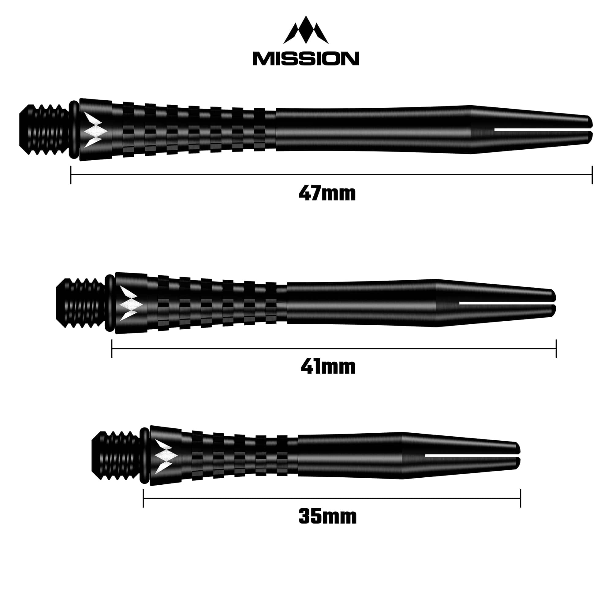 Mission Atom13 Aluminium Shafts - Anodised Metal Stems - Black