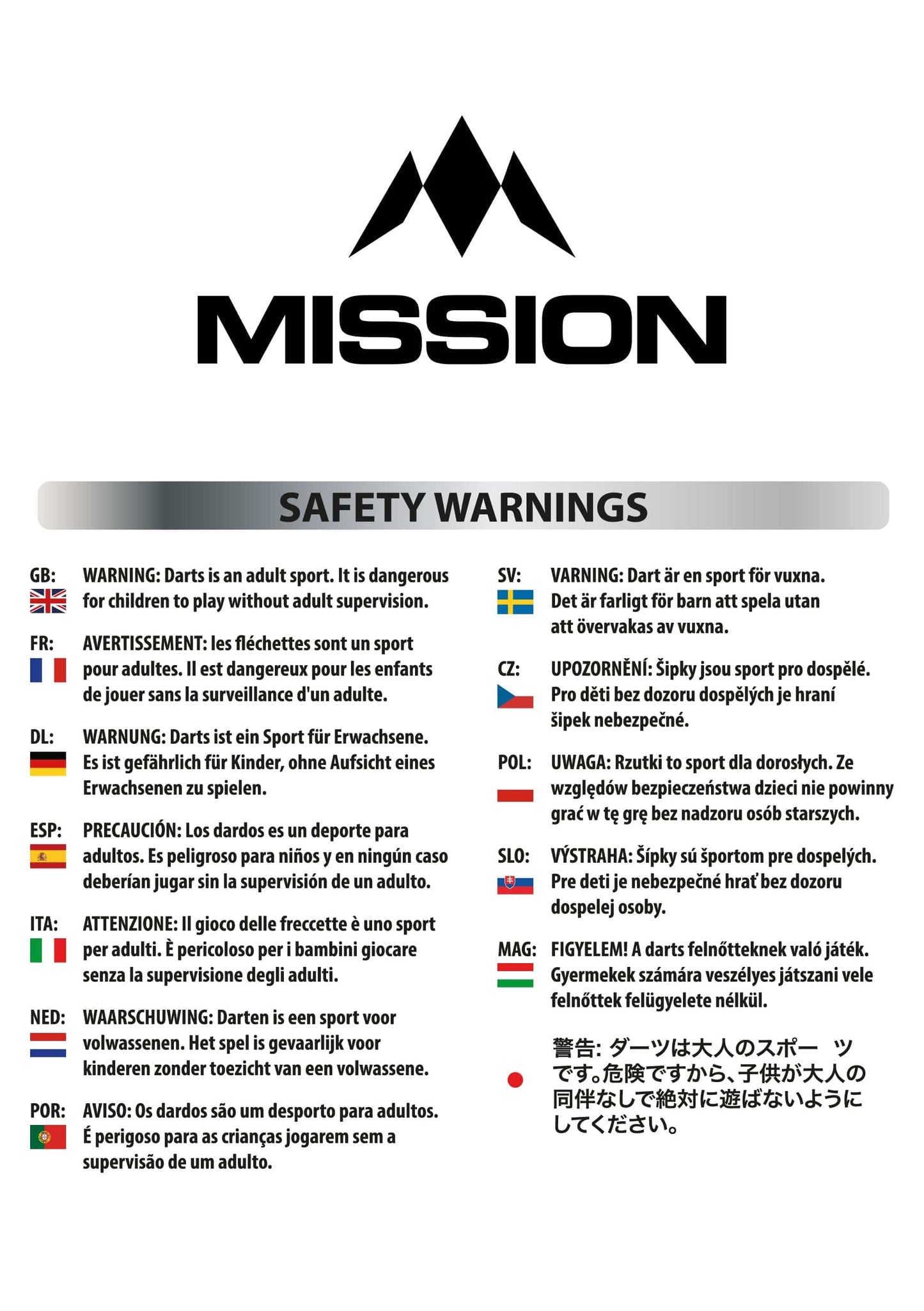 Mission Force 90 - New Moulded Flight & Shaft System - Standard No6