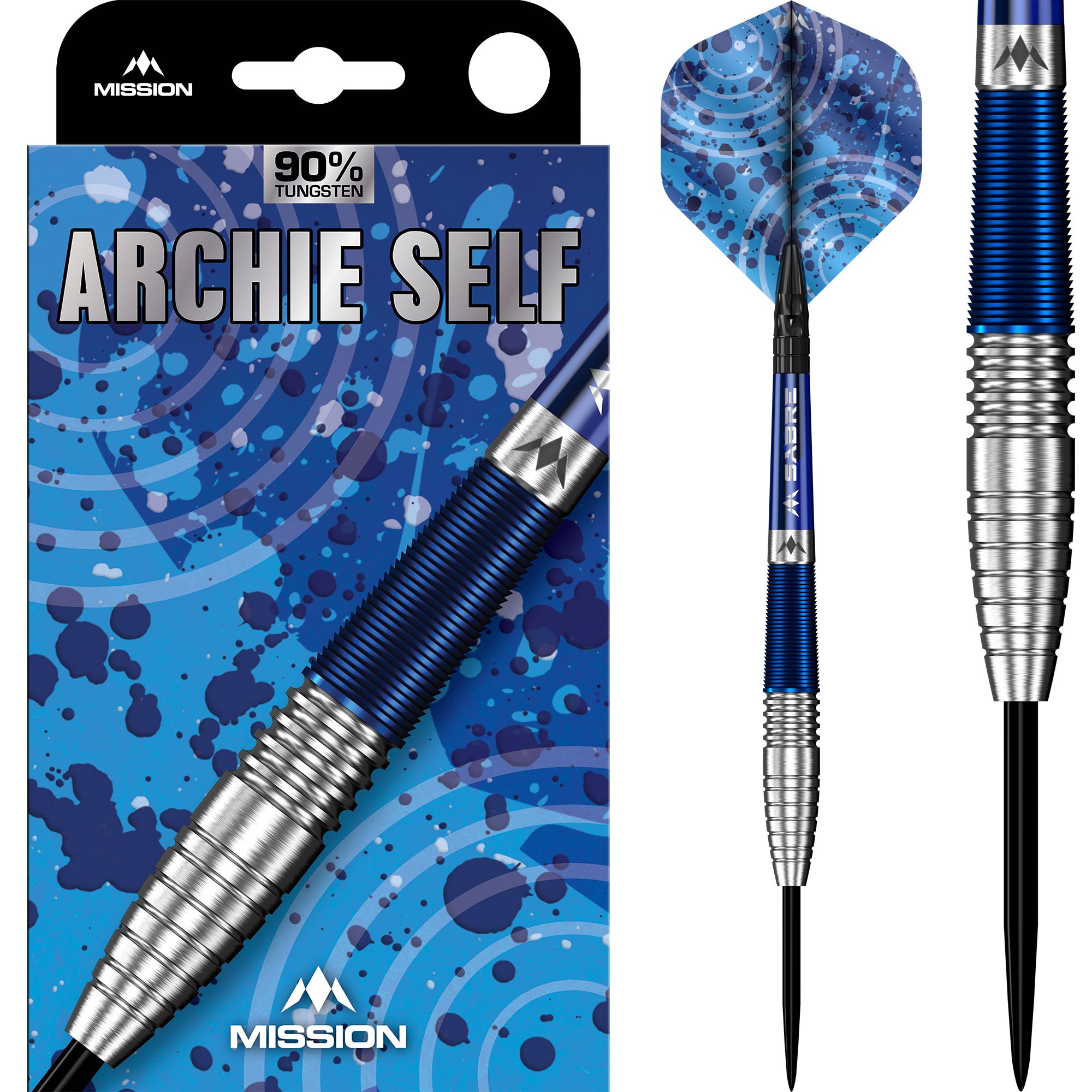 Archie Self Darts - Steel Tip - 90% Tungsten - Blue & Silver