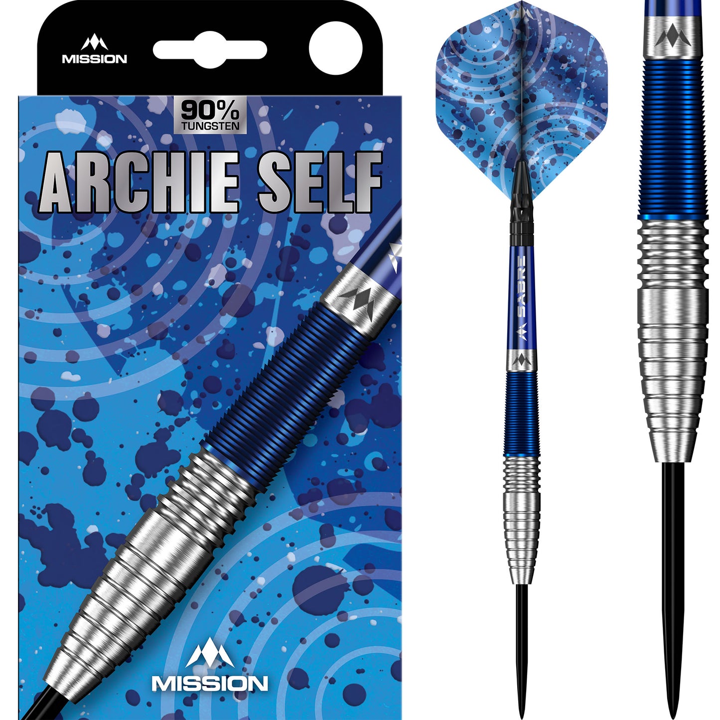 Archie Self Darts - Steel Tip - 90% Tungsten - Blue & Silver