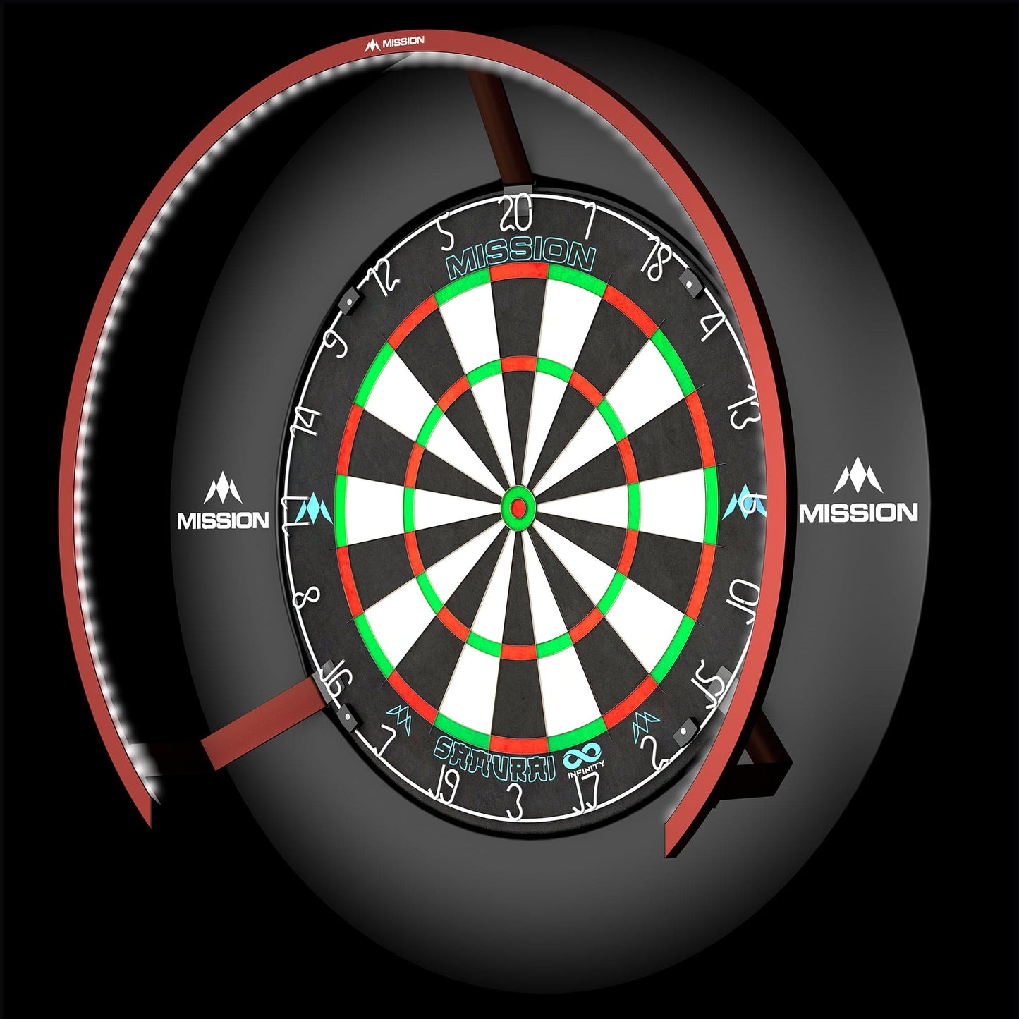 Mission Torus 270 Dartboard Lighting - Red - Bright White Light