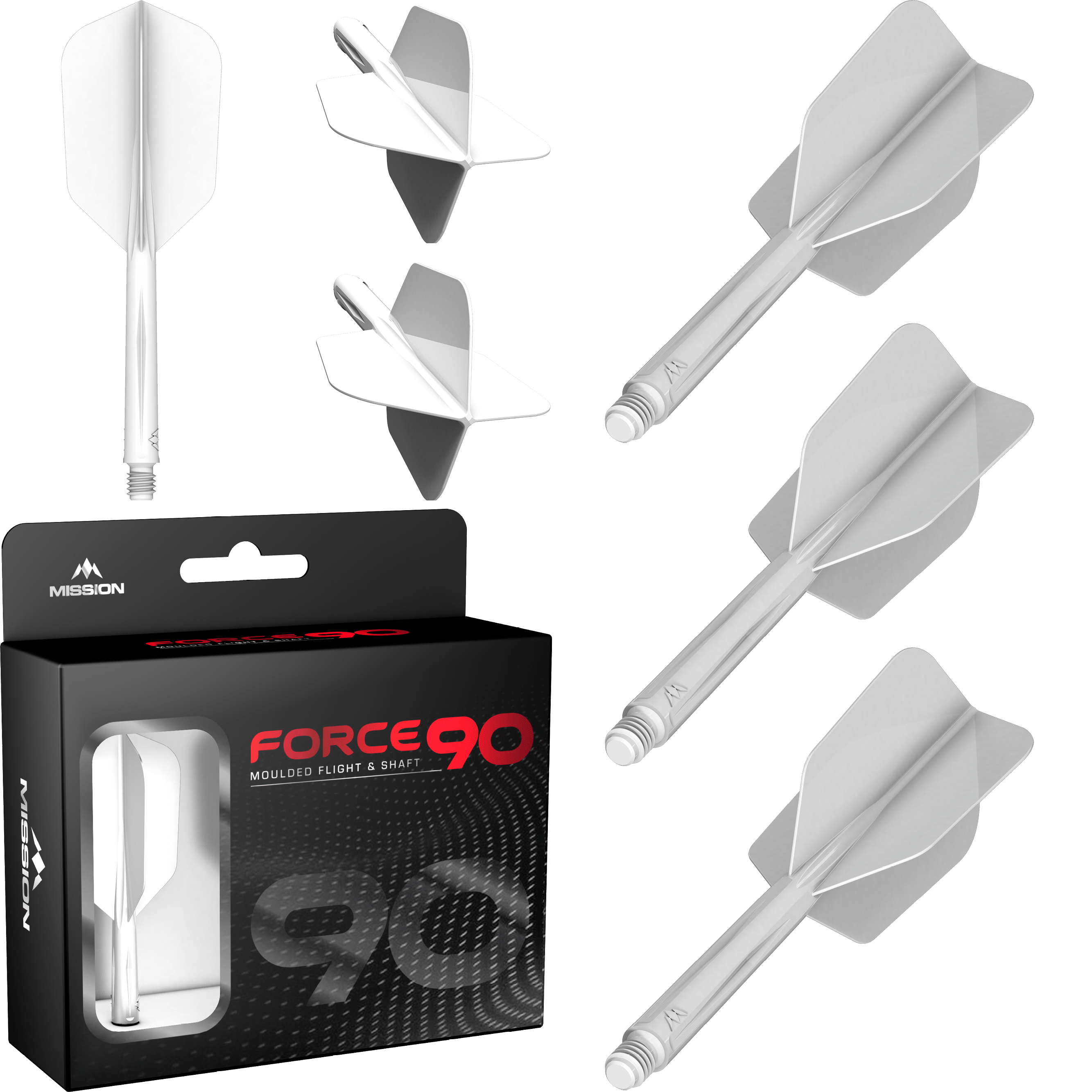 Mission Force 90 - New Moulded Flight & Shaft System - White - Slim