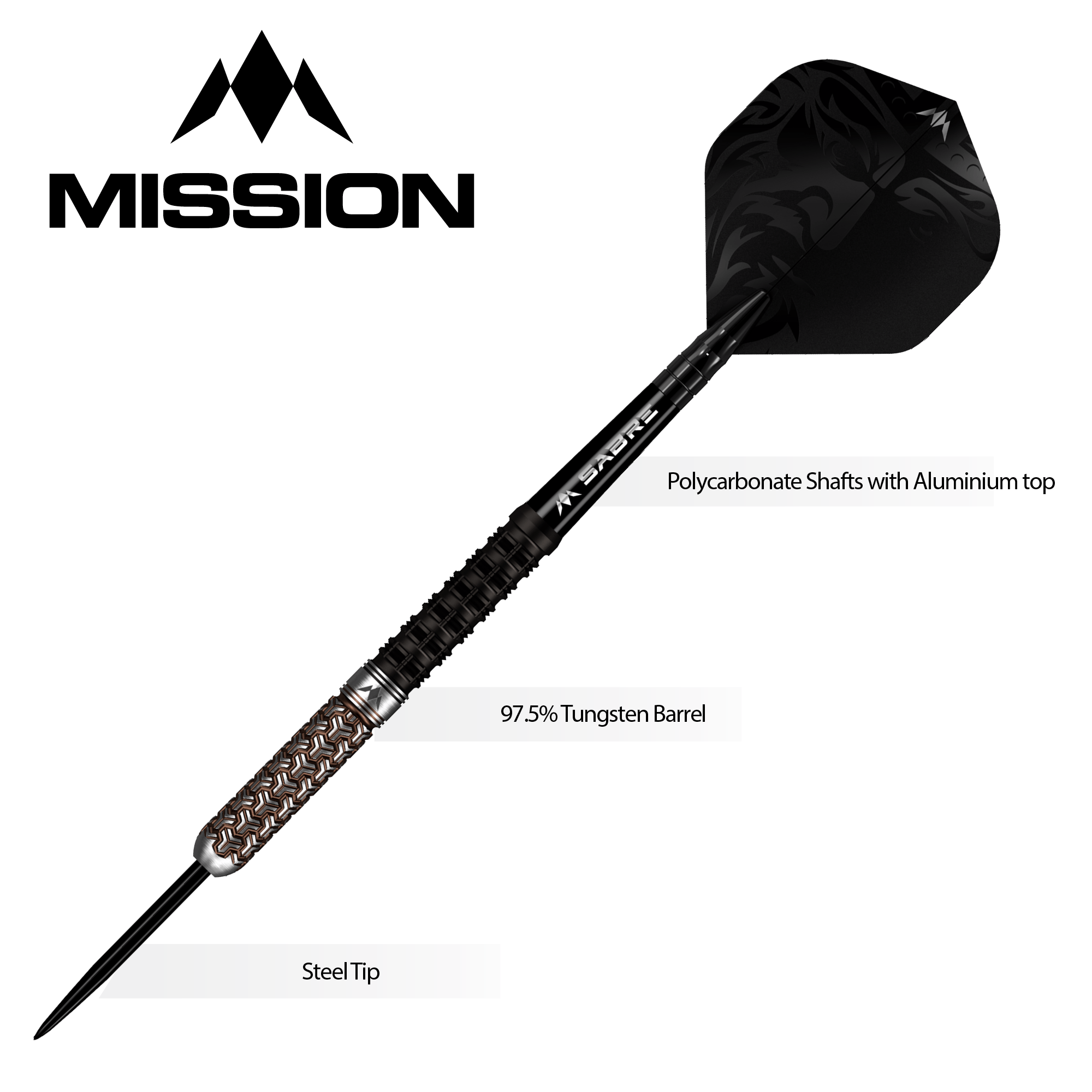 Mission Archon Darts - Steel Tip - 97.5% - Black & Bronze PVD