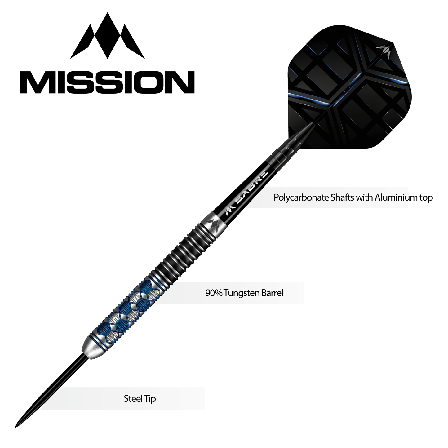 Mission Hexon Darts - Steel Tip - 90% - Blue PVD