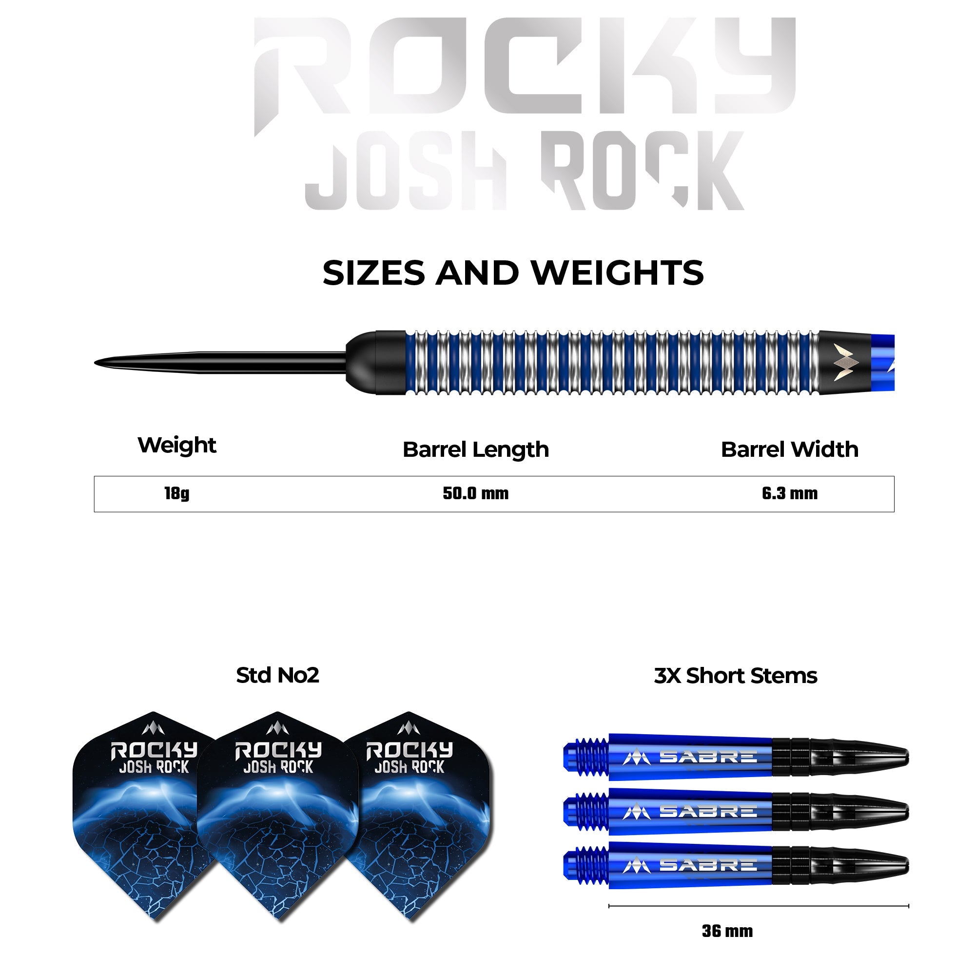Mission Josh Rock Darts v1 - Steel Tip - The Rock - Black & Blue