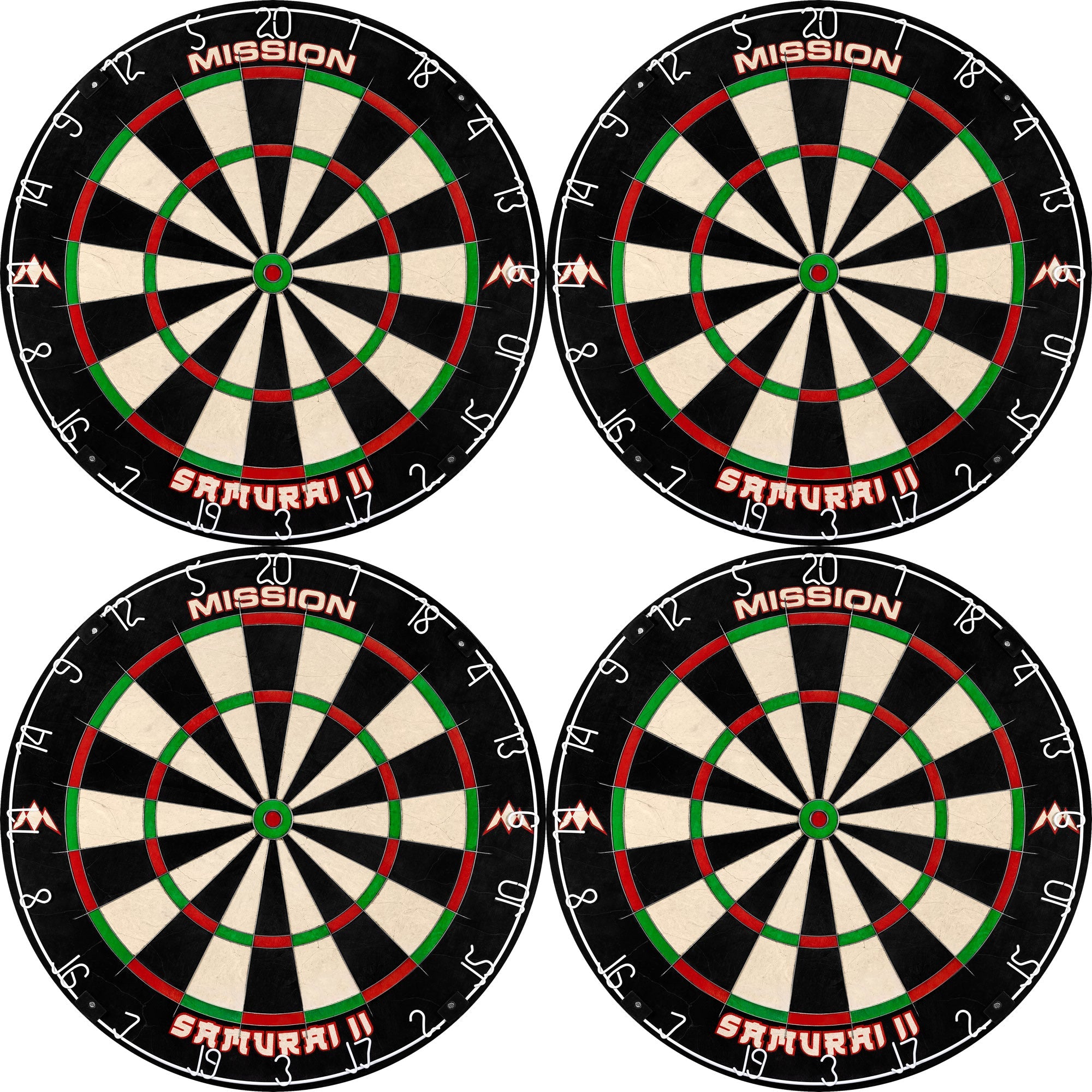 Mission Samurai II Dartboard - Ultra Thin Wire - Professional Board - Pack of 4