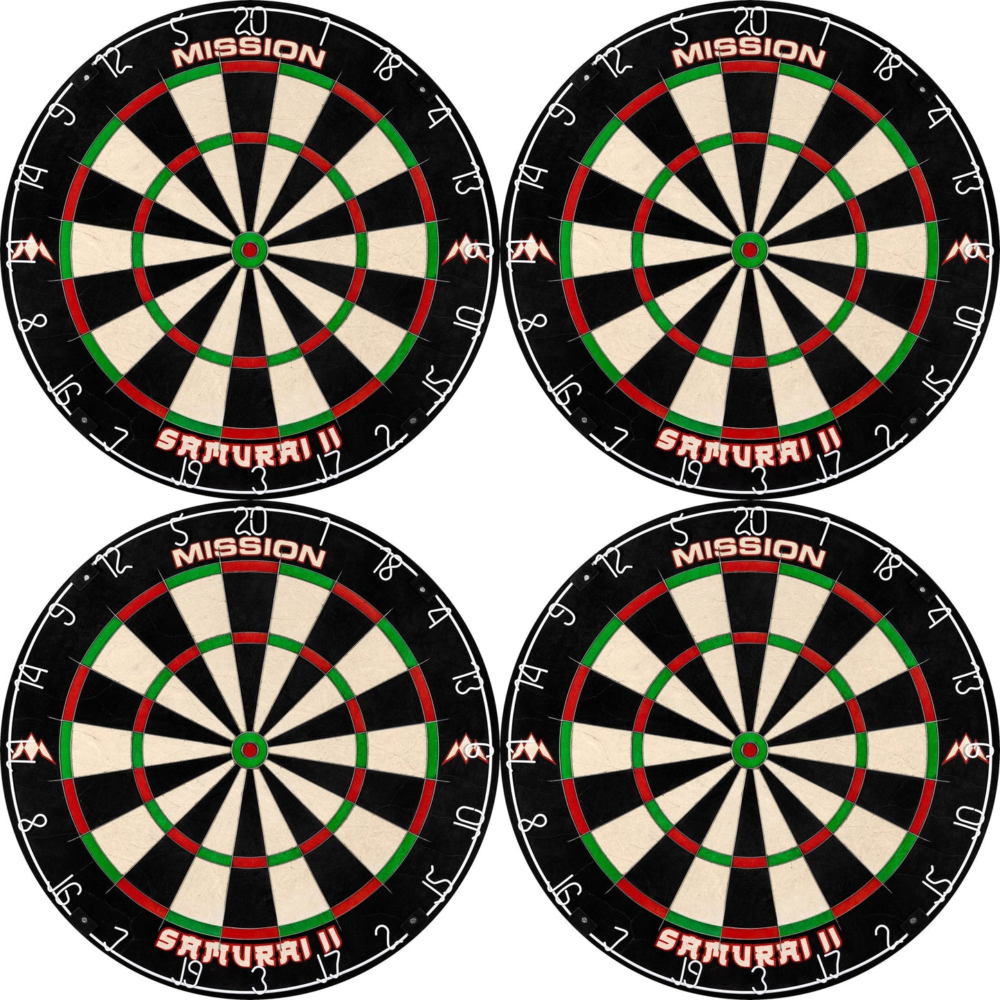 Mission Samurai II Dartboard - Ultra Thin Wire - Professional Board - Pack of 4