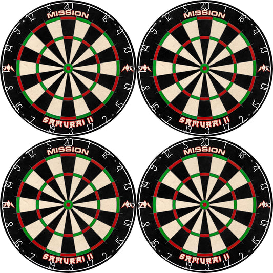Mission Samurai II Dartboard - Ultra Thin Wire - Professional Board - Pack of 4