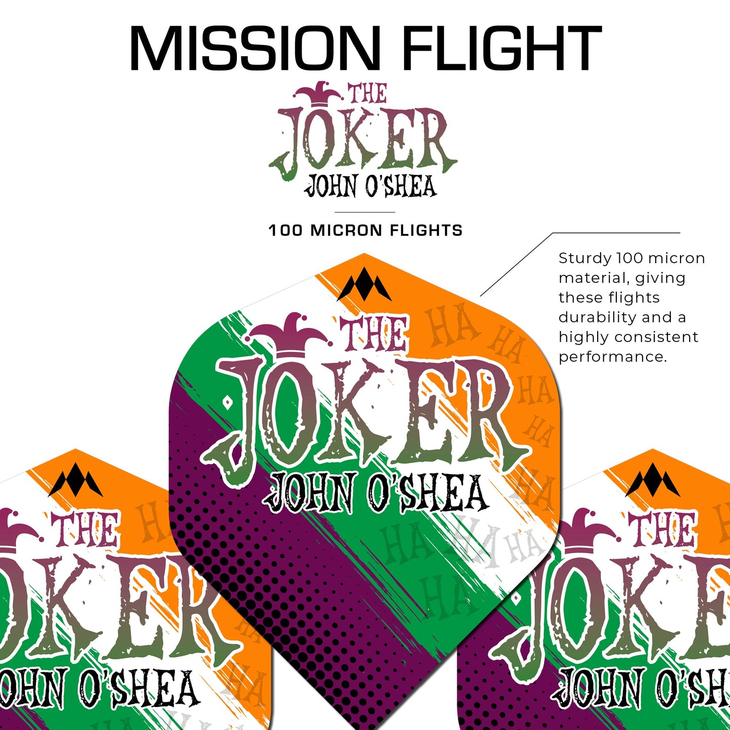 Mission Solo Dart Flights - 100 Micron - No2 - Std - John O'Shea - The Joker