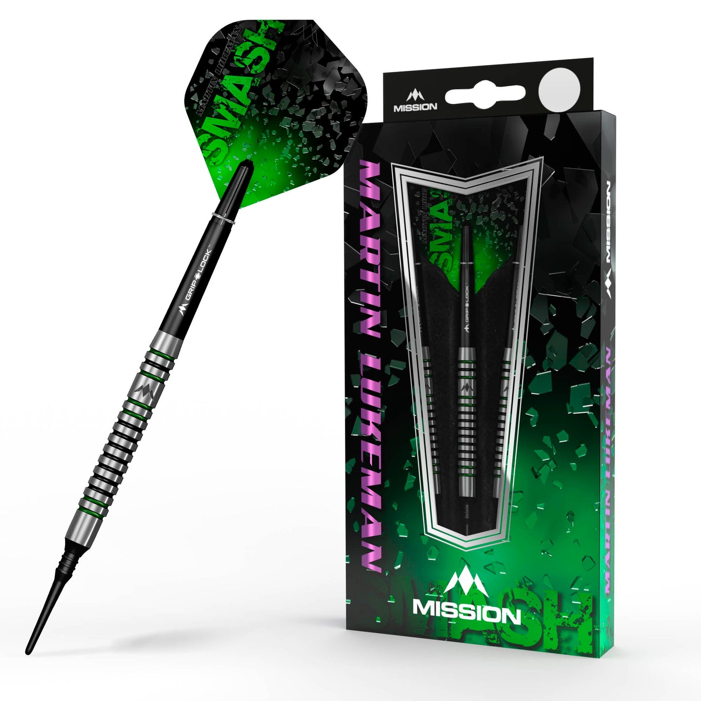 Mission Martin Lukeman Darts - Soft Tip - Black & Green - 20g