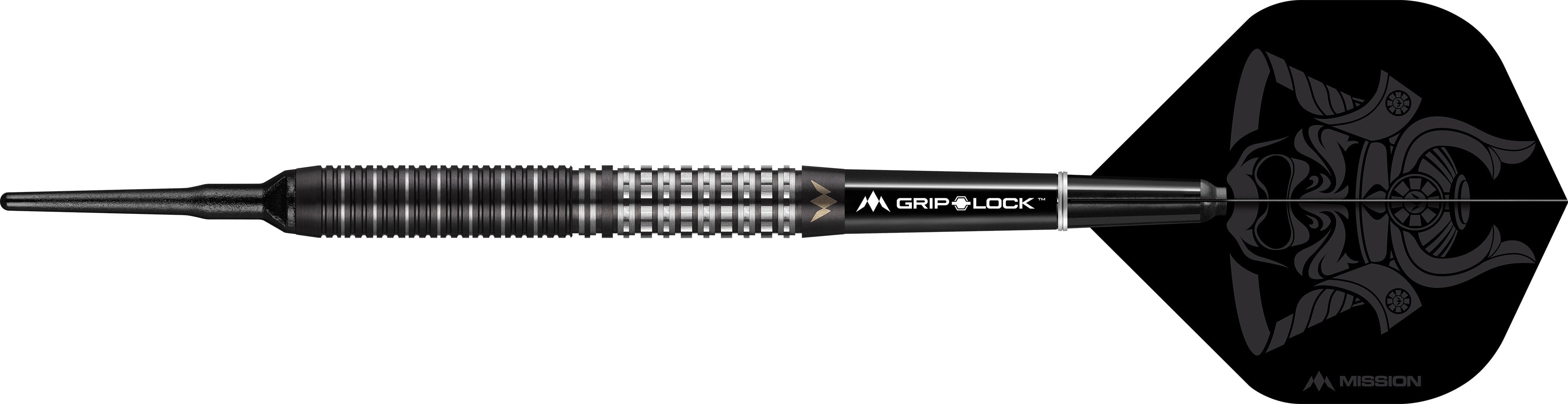 Mission Kuro Darts - Soft Tip - Black - M1 - Rear Sabre Grip