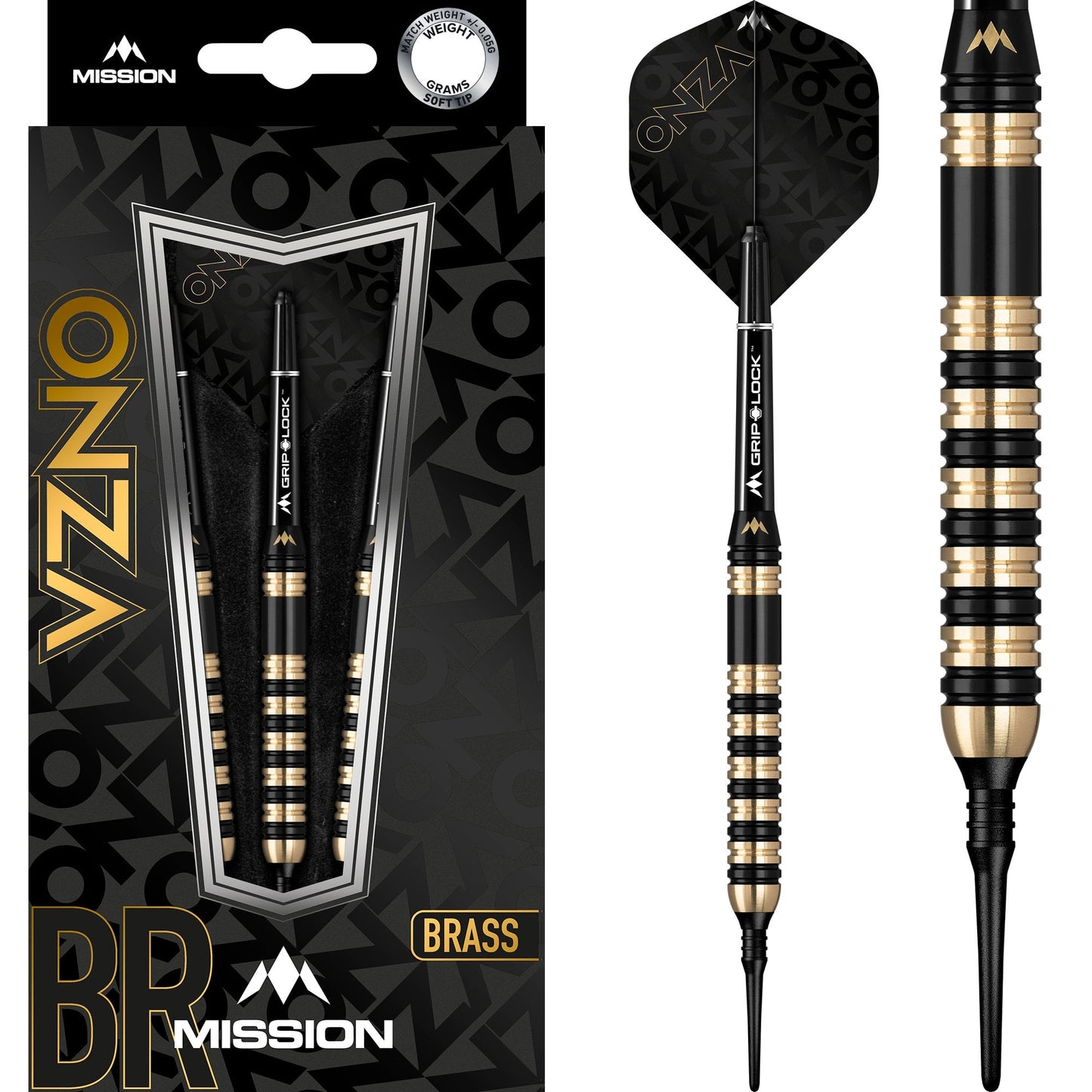 Mission Onza Darts - Soft Tip Brass - M3 - Black & Gold