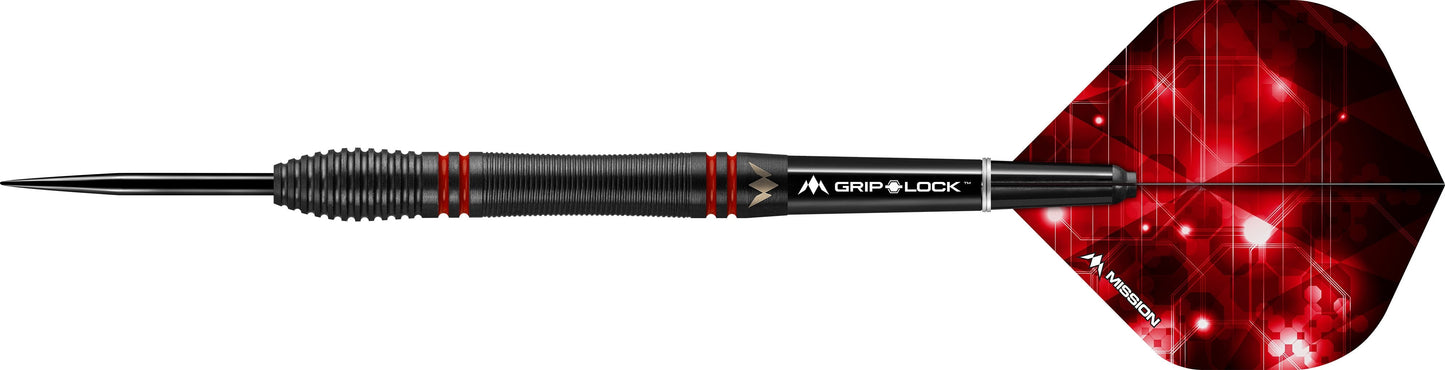 Mission Deep Impact Darts - Steel Tip - Black - M5 - Red