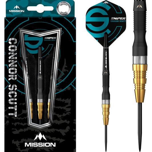 Mission Connor Scutt Darts - Steel Tip - Sniper - Black & Gold