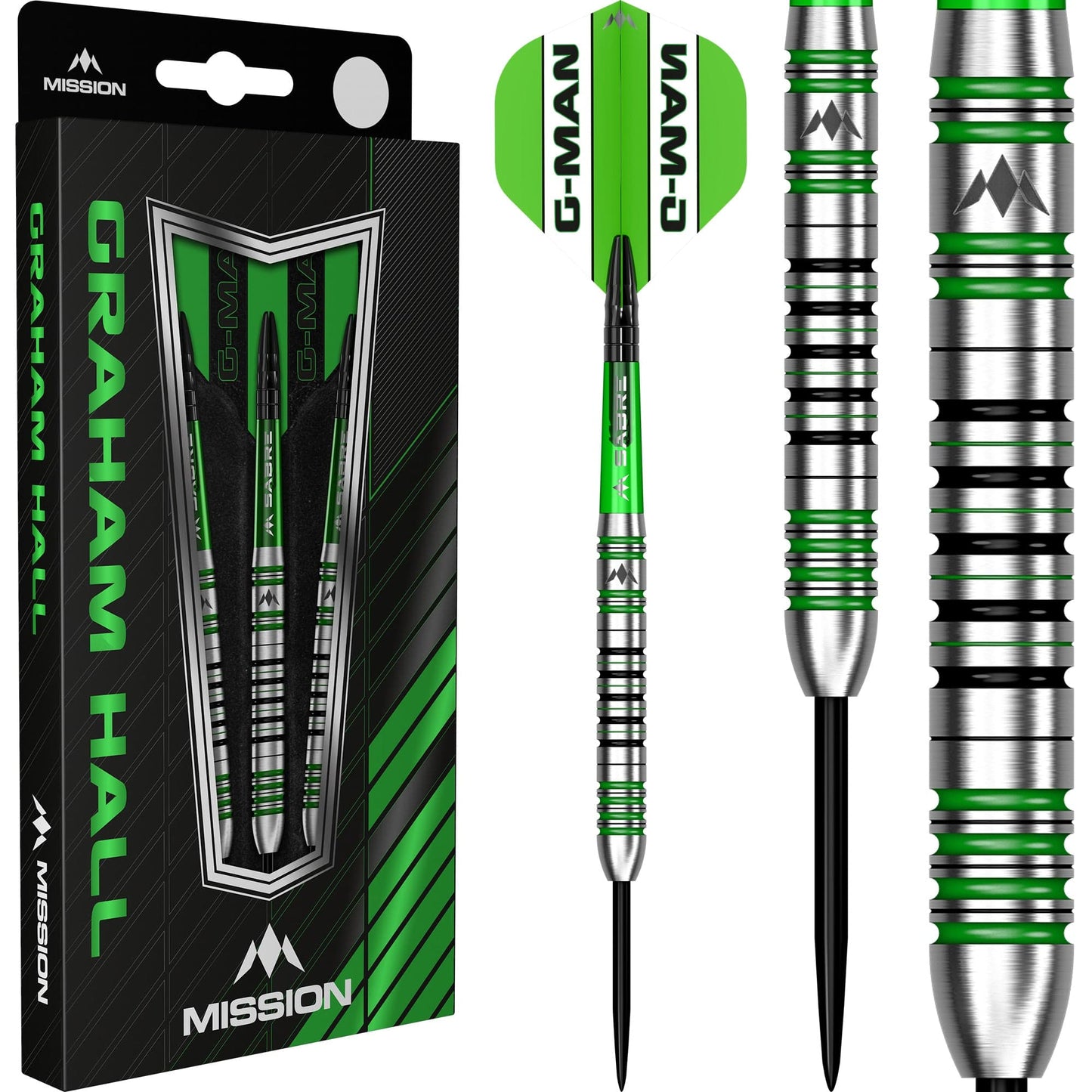 Mission Graham Hall Darts - Steel Tip - 90% - Black & Green