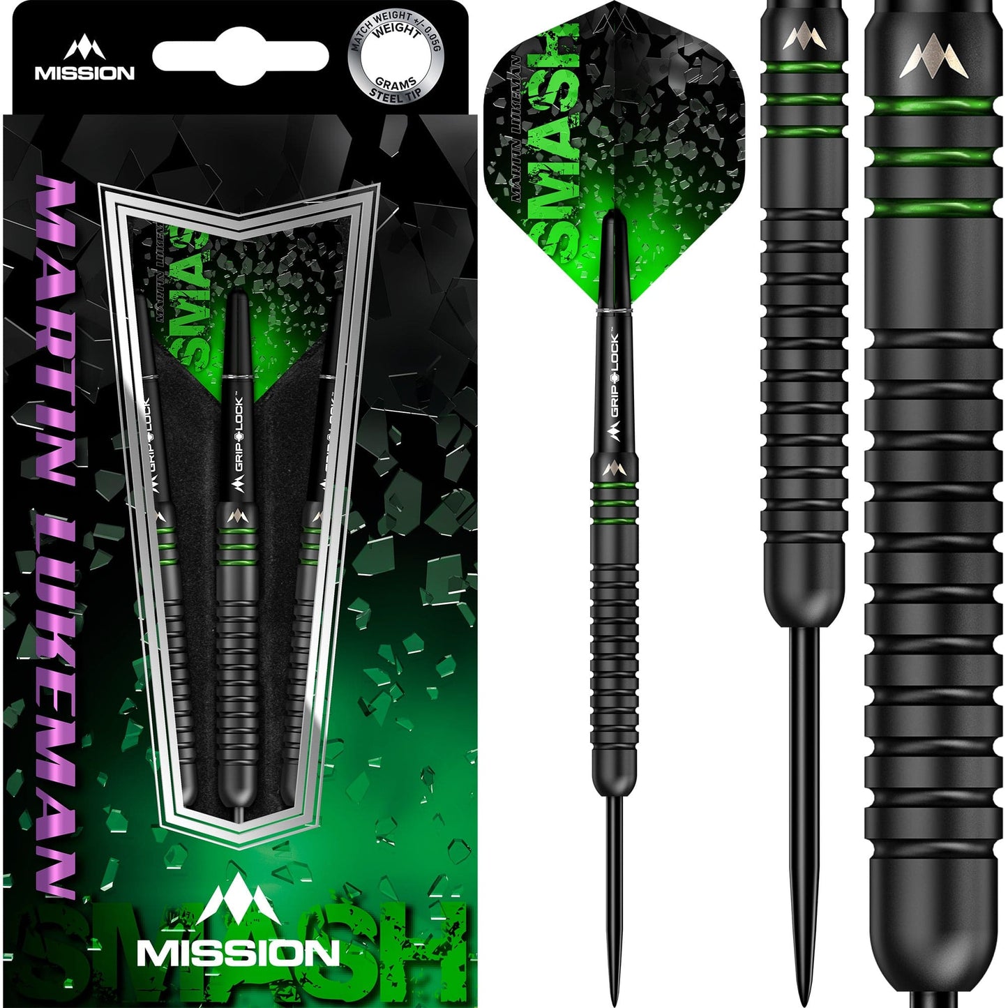 Mission Martin Lukeman Darts - Steel Tip - 90% - Smash - Black Titanium 25g