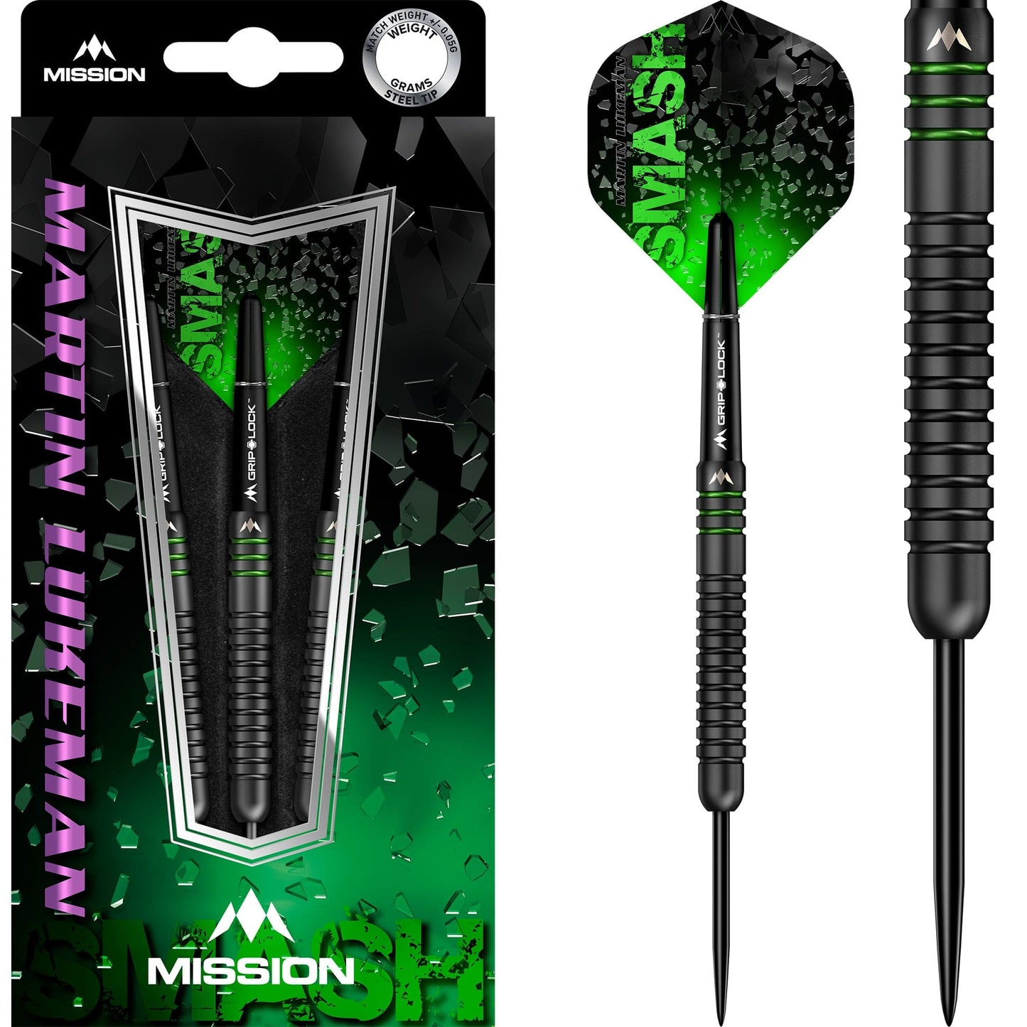 Mission Martin Lukeman Darts - Steel Tip - 90% - Smash - Black Titanium 25g