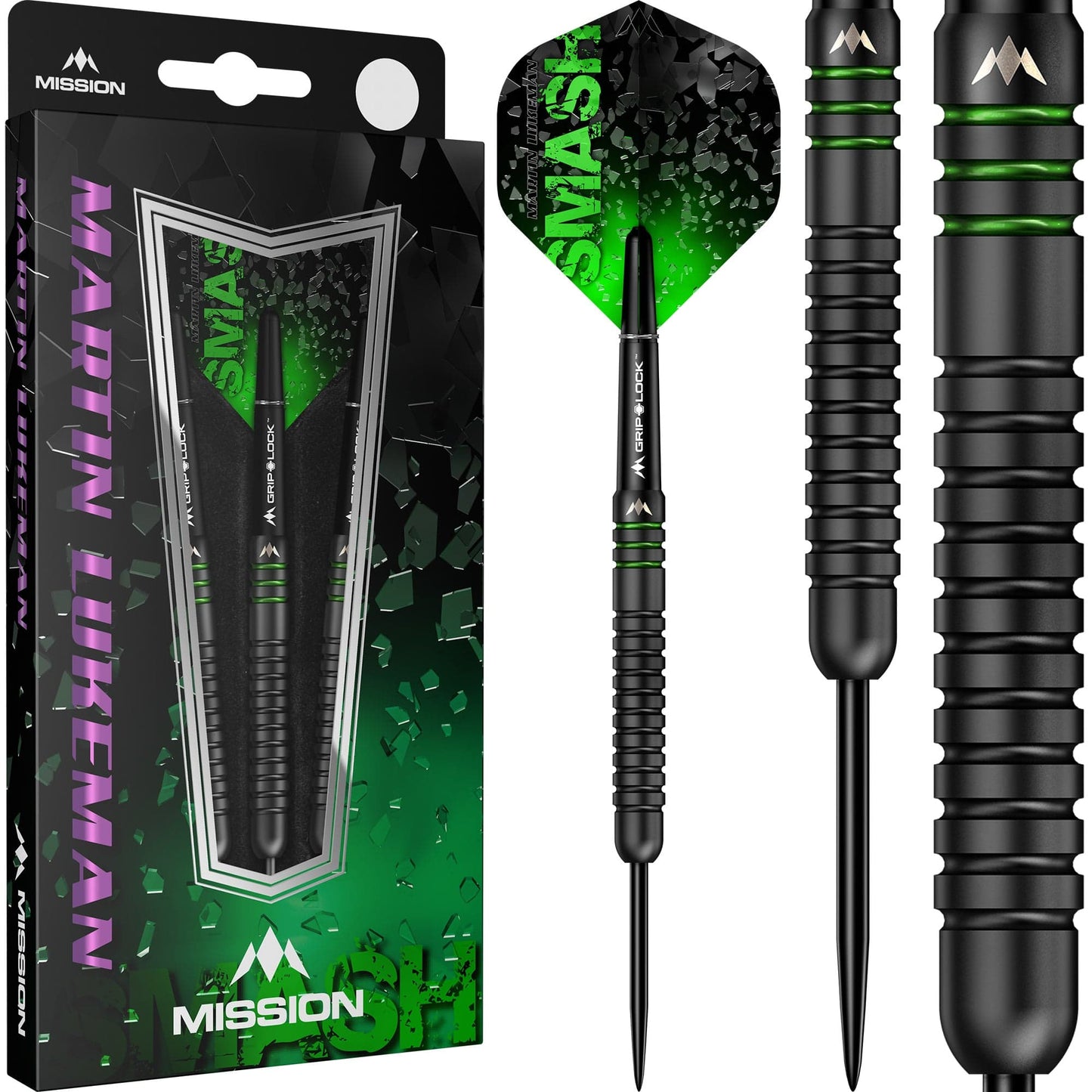 Mission Martin Lukeman Darts - Steel Tip - 90% - Smash - Black Titanium 25g
