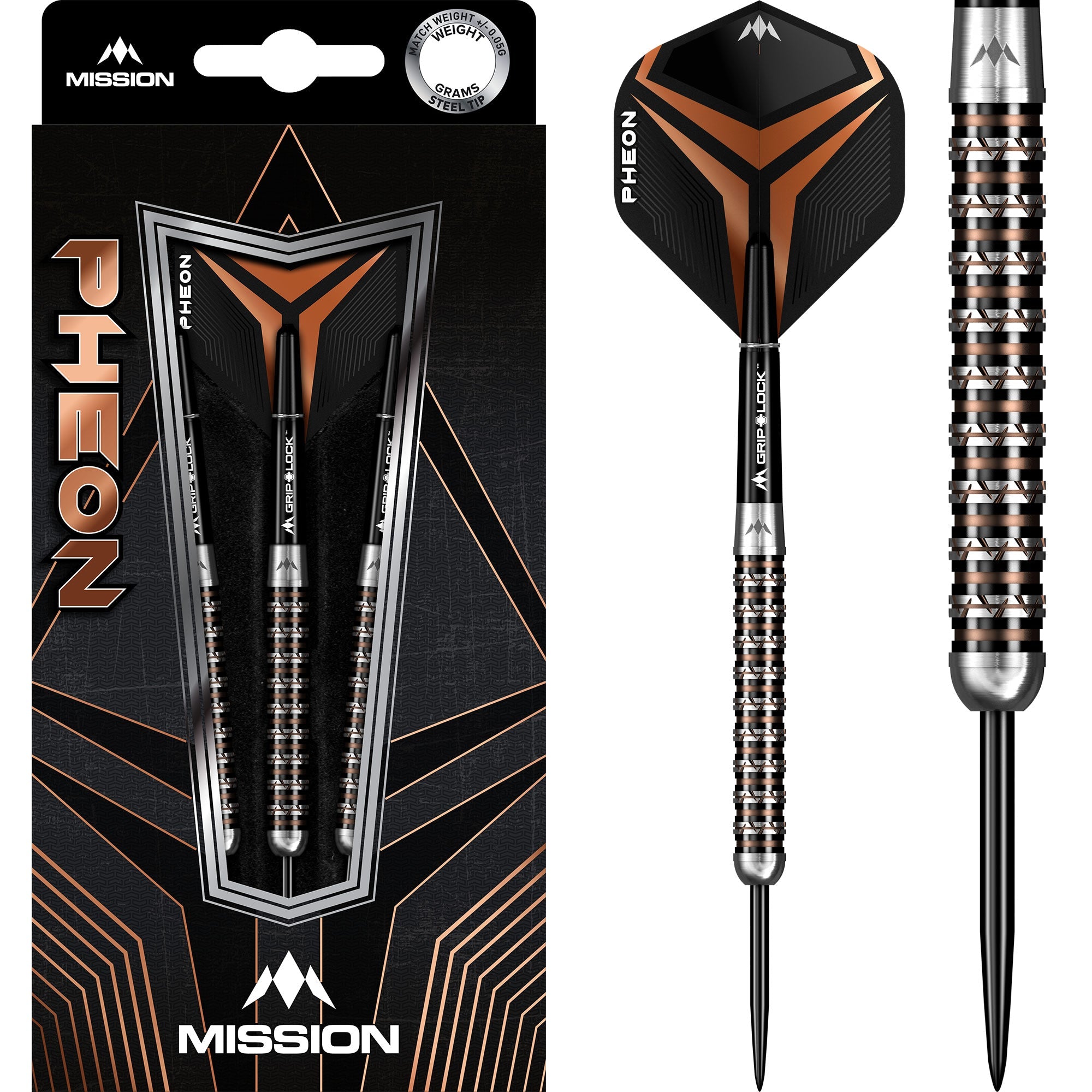 Mission Pheon Darts - Steel Tip - Electro - Black & Bronze