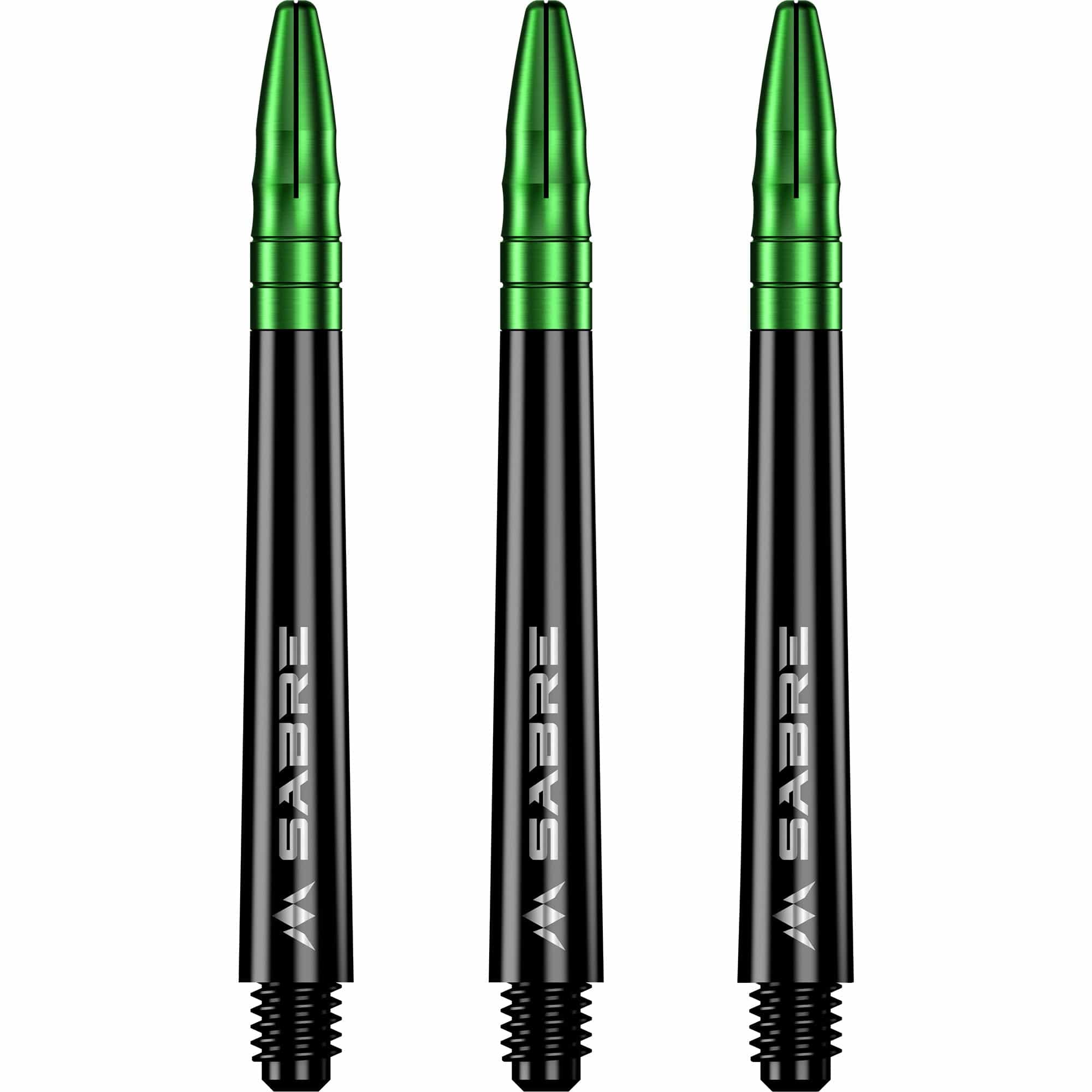 Mission Sabre Shafts - Polycarbonate Dart Stems - Black - Green Top Medium
