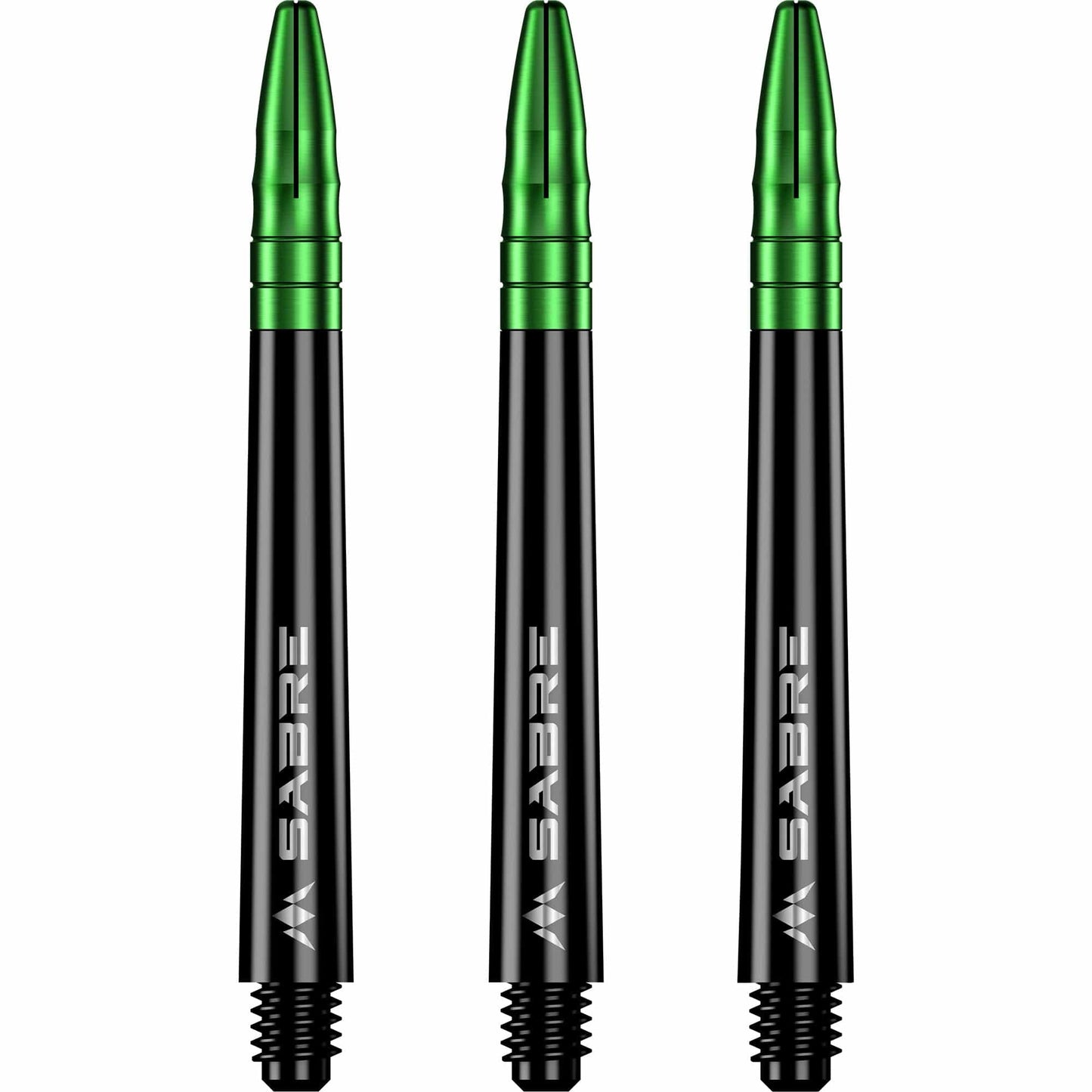 Mission Sabre Shafts - Polycarbonate Dart Stems - Black - Green Top Medium