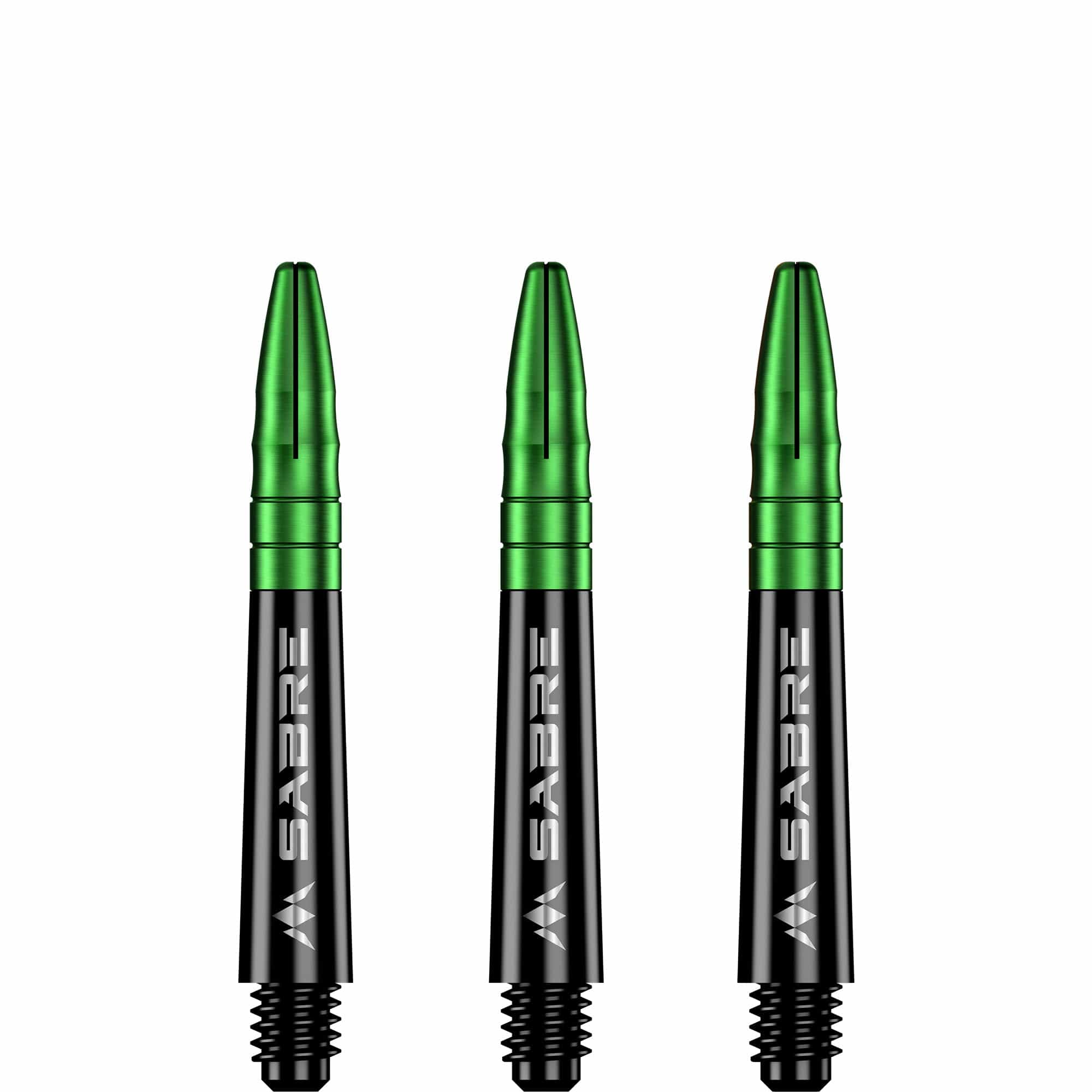 Mission Sabre Shafts - Polycarbonate Dart Stems - Black - Green Top Short