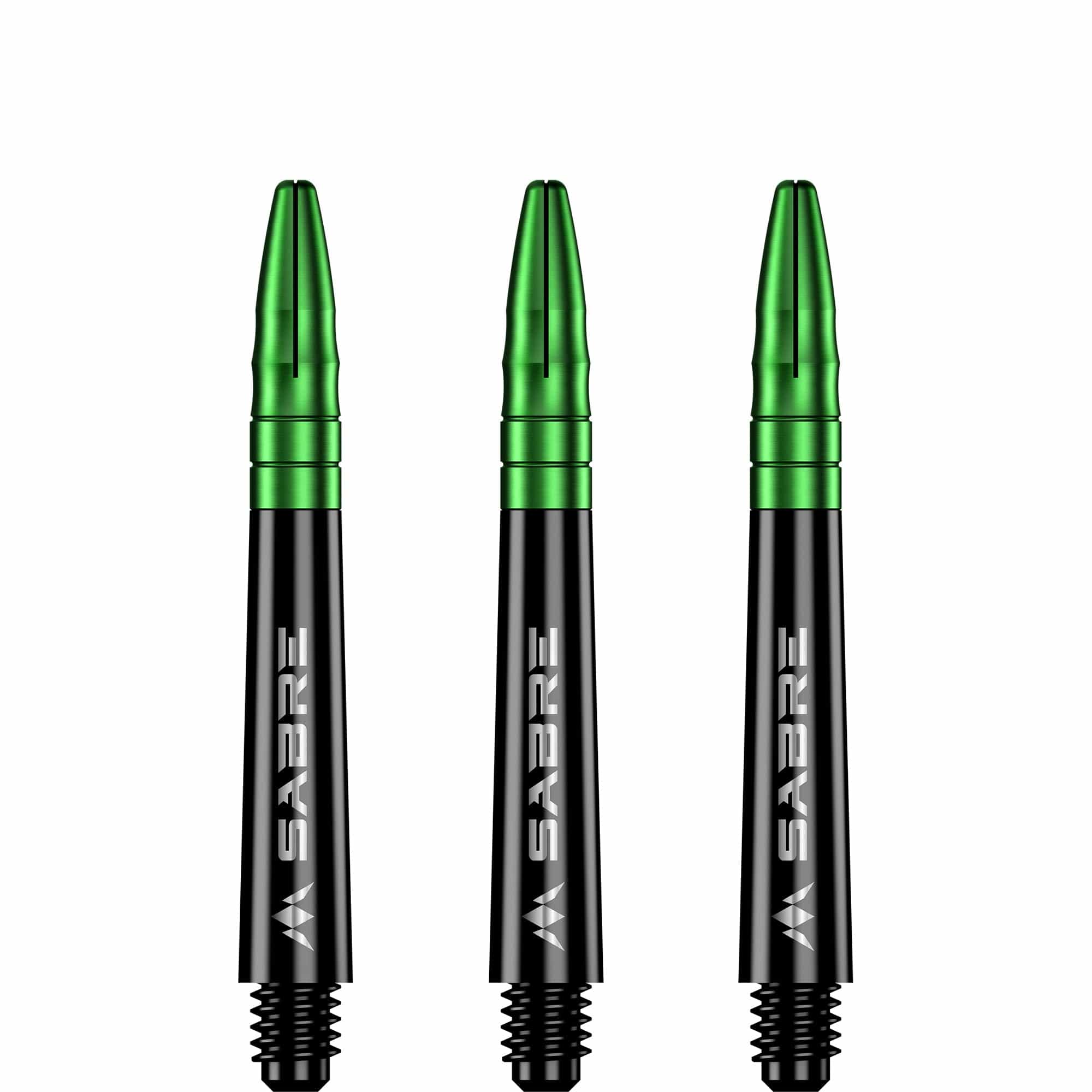 Mission Sabre Shafts - Polycarbonate Dart Stems - Black - Green Top Tweenie
