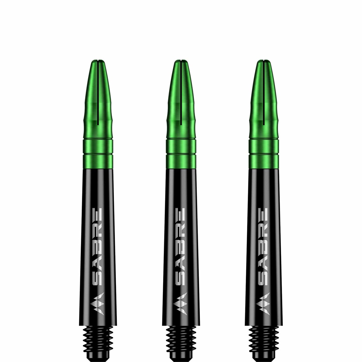 Mission Sabre Shafts - Polycarbonate Dart Stems - Black - Green Top Tweenie