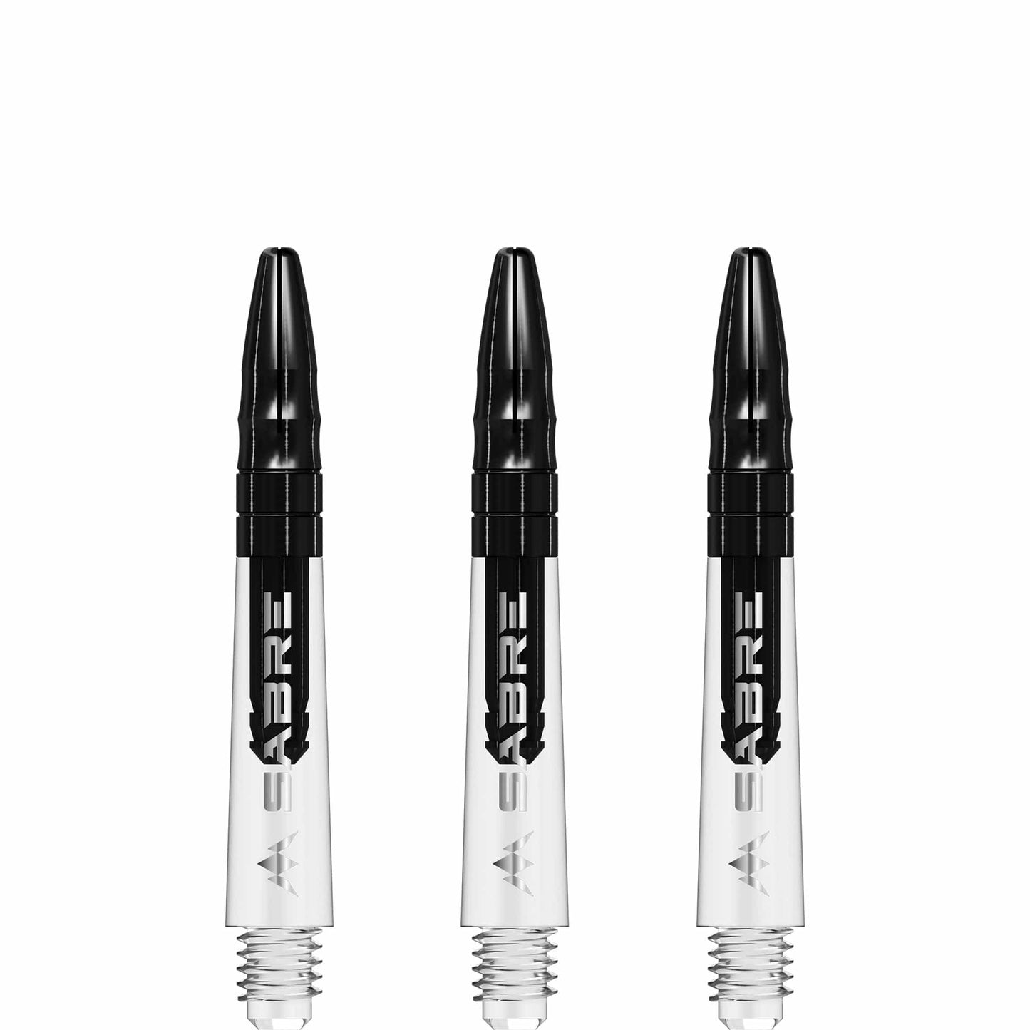 Mission Sabre Shafts - Polycarbonate Dart Stems - Clear - Black Top Short