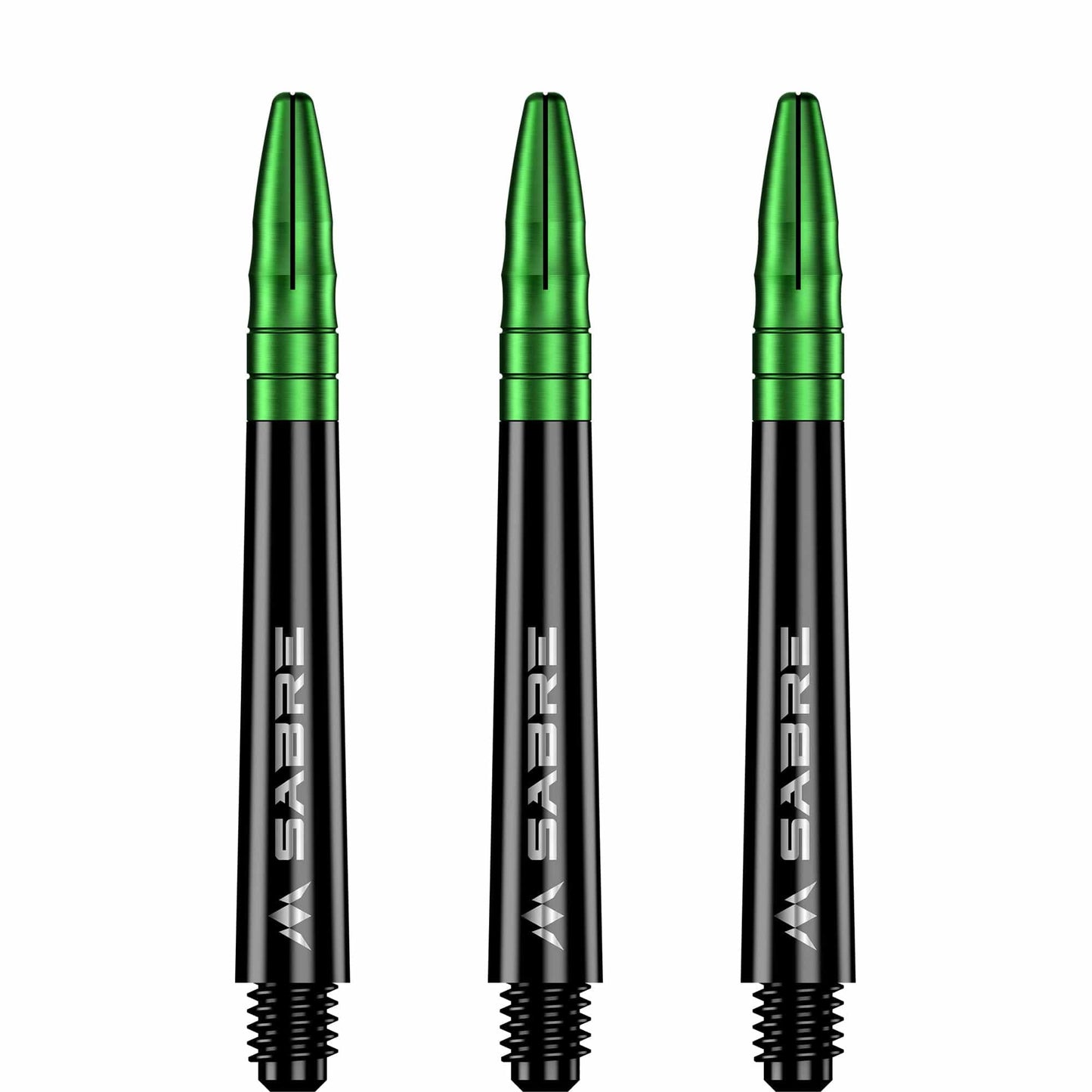 Mission Sabre Shafts - Polycarbonate Dart Stems - Black - Green Top Tweenie Plus