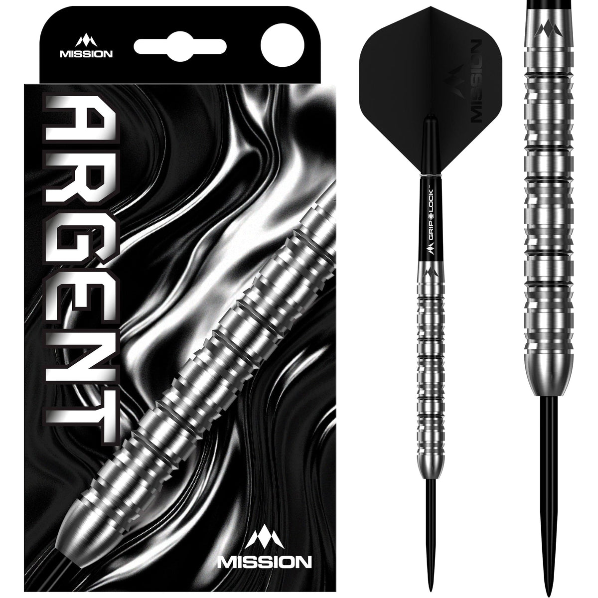 Mission Argent Darts - Steel Tip - 90% Tungsten - Silver