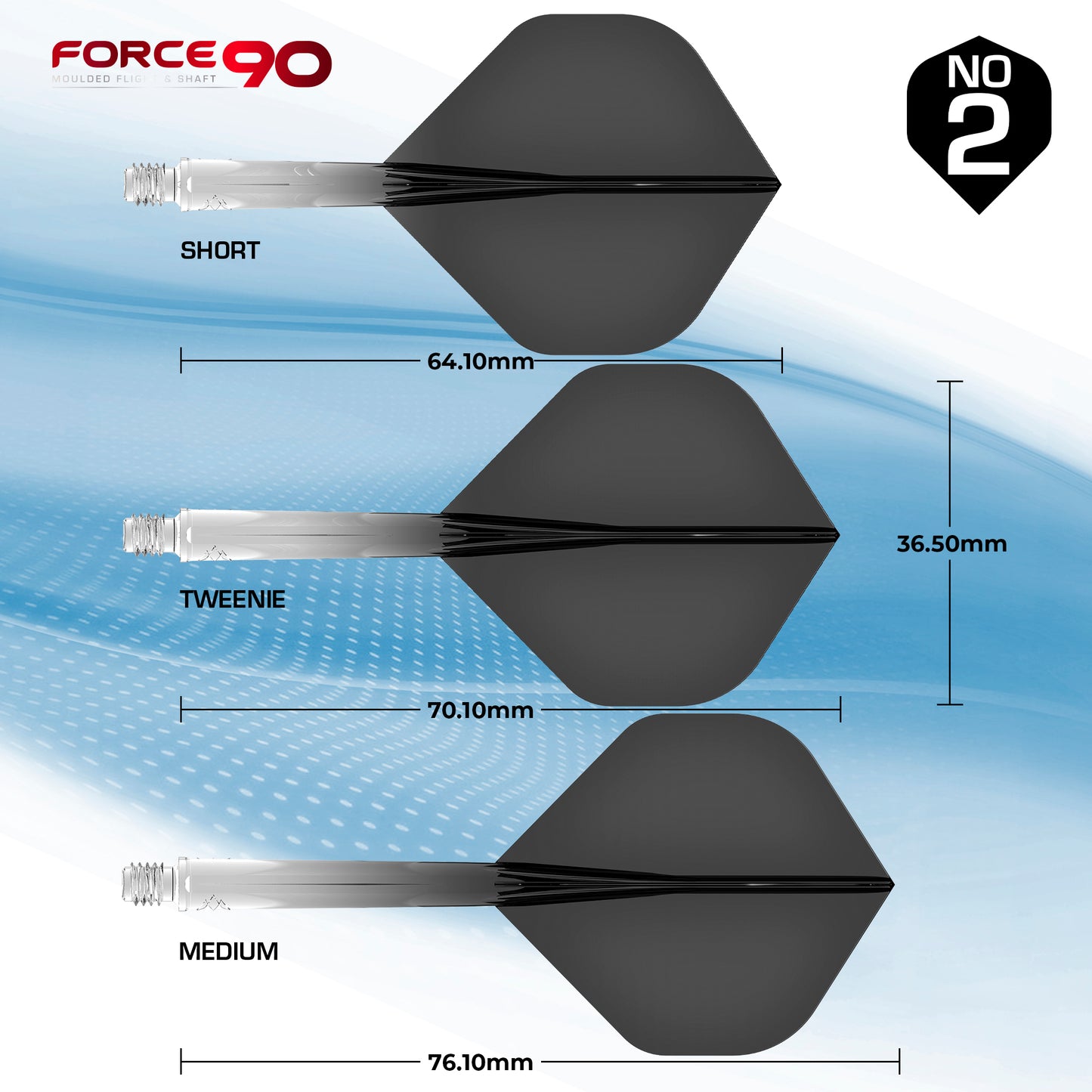 Mission Force 90 Gradient - Moulded Flight & Shaft System - Standard No2 - Black