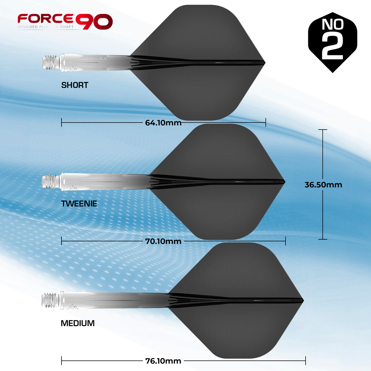 Force 90 Gradient - Moulded Flight & Shaft System - Standard No2 - Black
