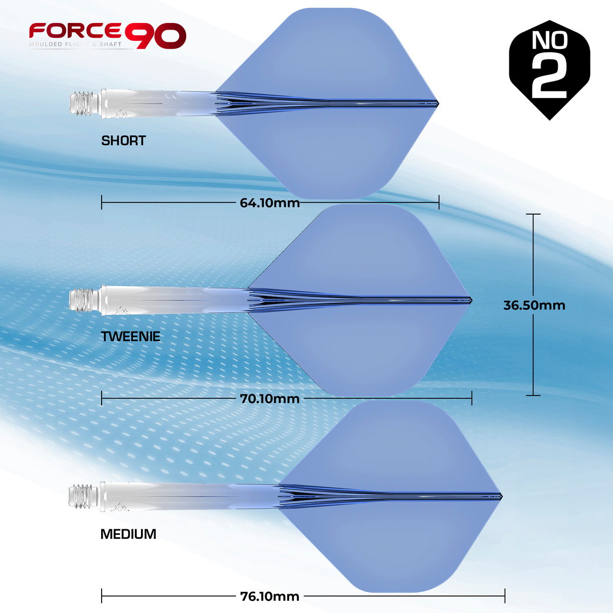 Force 90 Gradient - Moulded Flight & Shaft System - Standard No2 - Blue