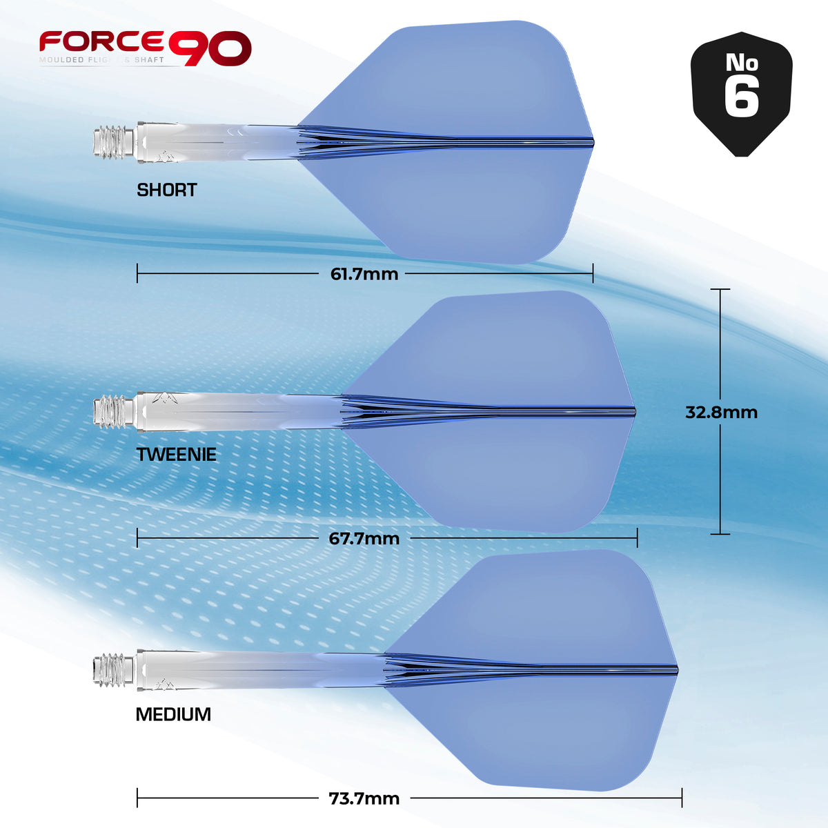 Force 90 Gradient - Moulded Flight & Shaft System - Standard No6 - Blue