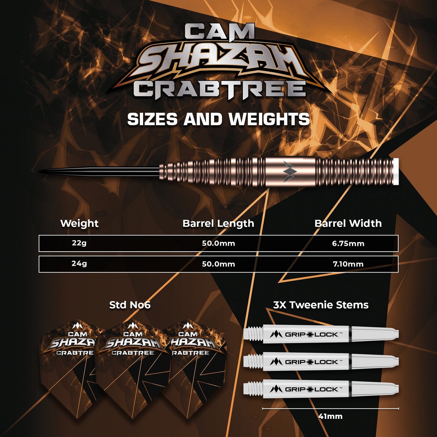 Mission Cam Crabtree Darts - Steel Tip  95% Tungsten - V2