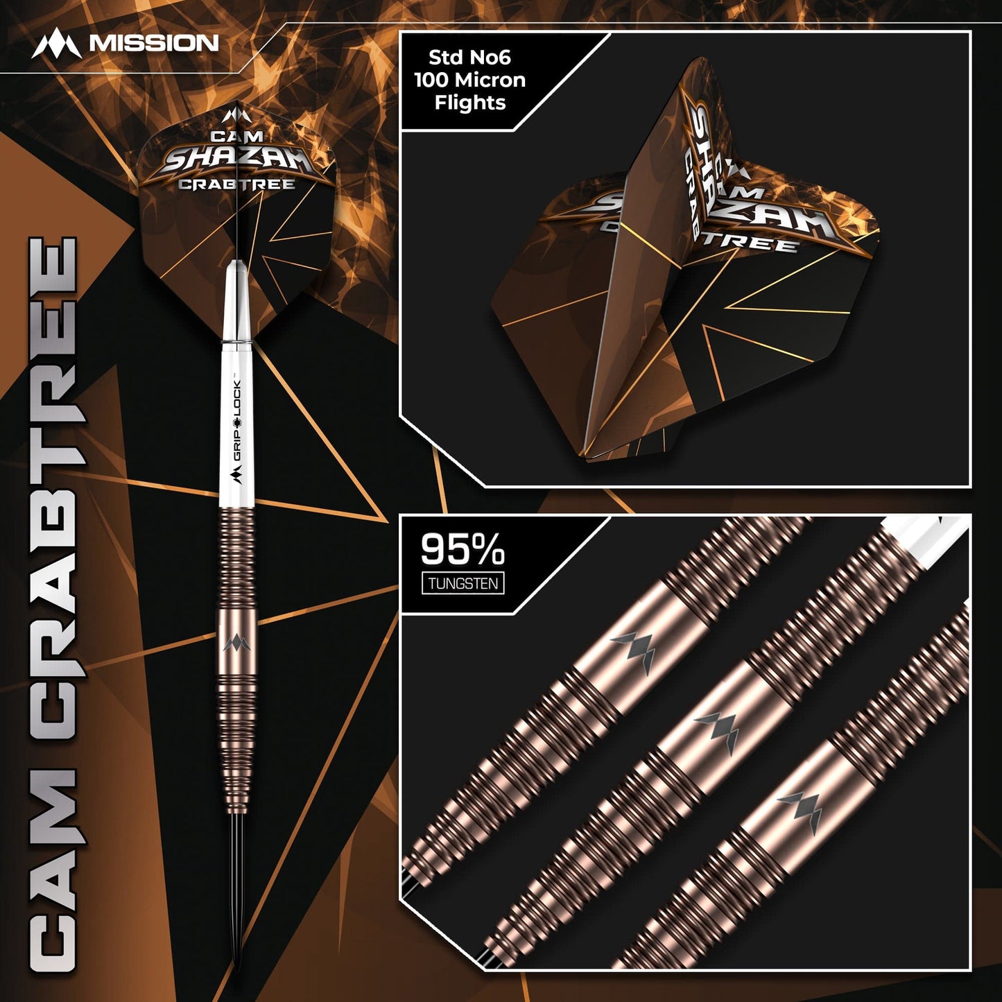Mission Cam Crabtree Darts - Steel Tip  95% Tungsten - V2