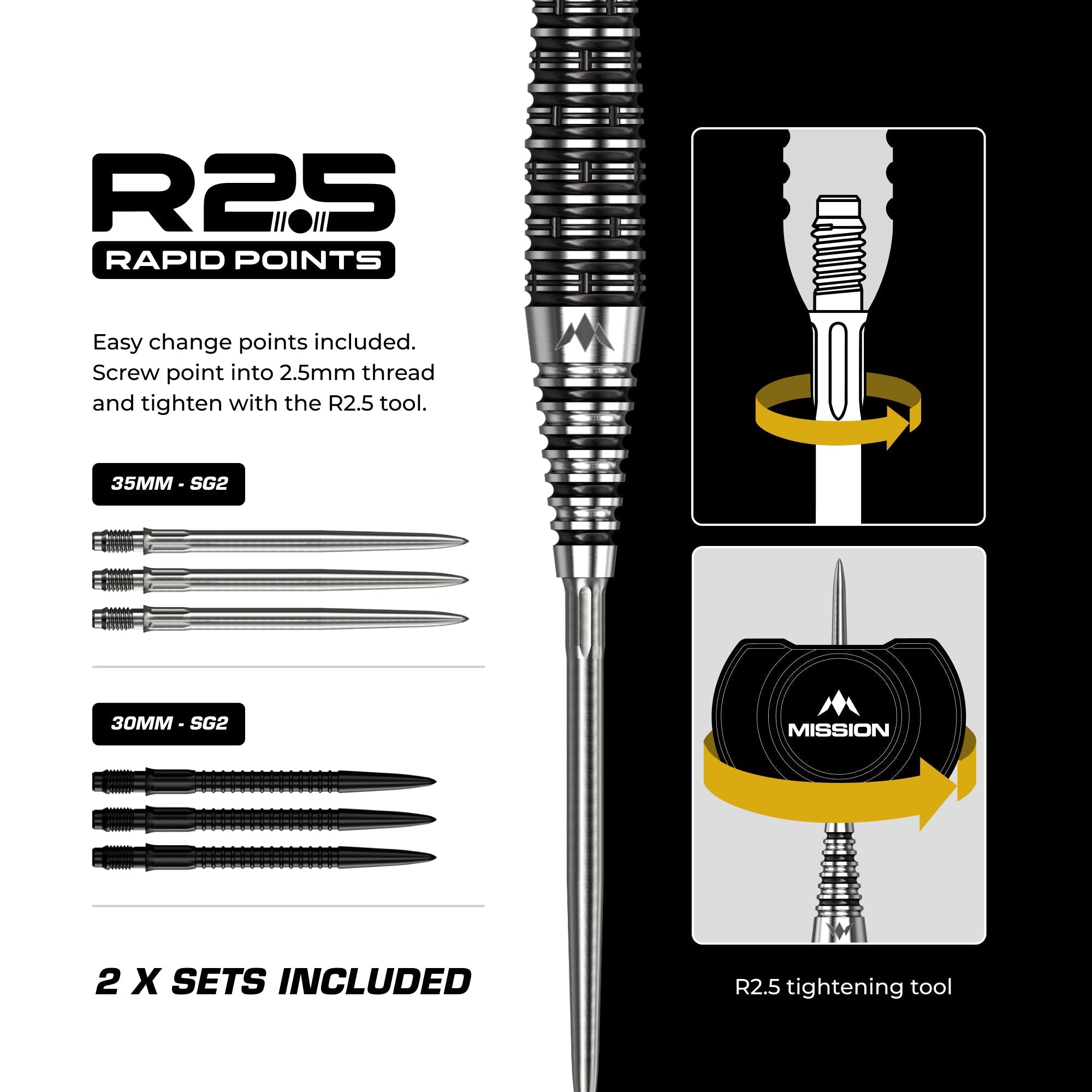 Cameron Carolissen R2.5 Darts - Steel Tip - 95% Tungsten