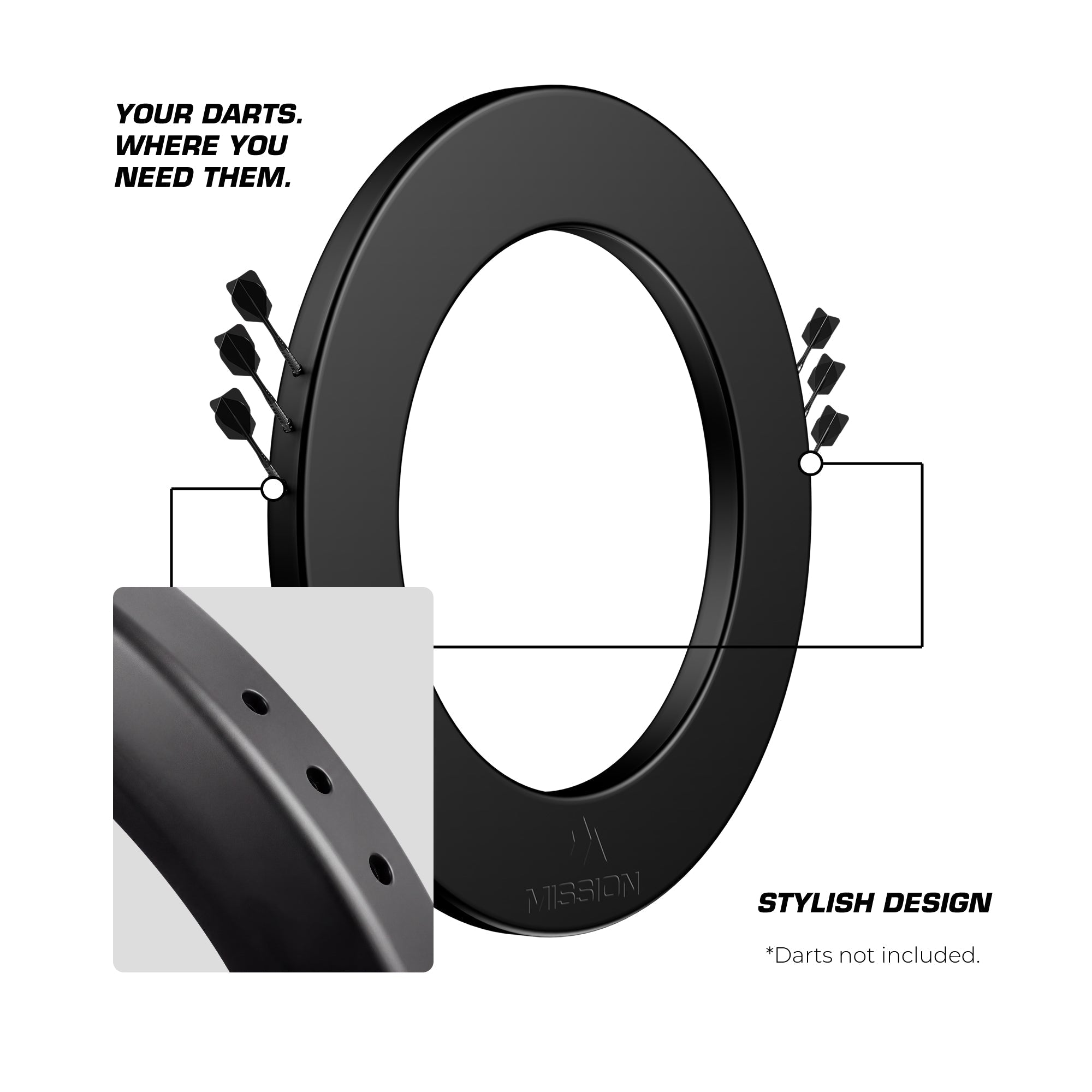 Dartboard Surround - Logo - Built in Dart Holder