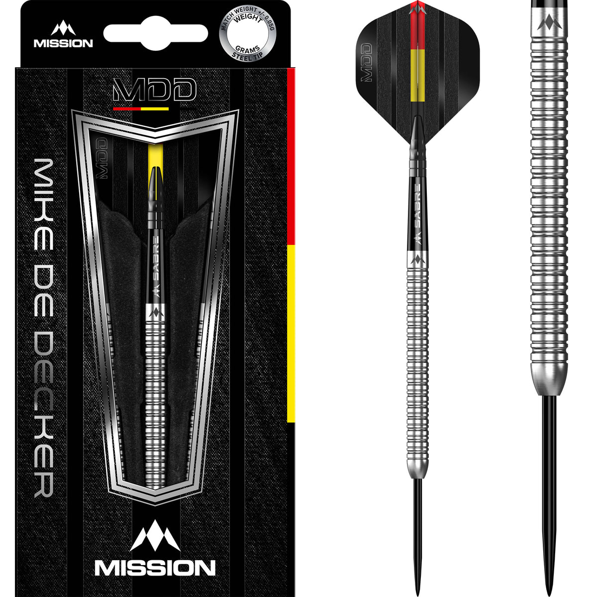 Mike De Decker Darts - Steel Tip - 95% Tungsten - Silver